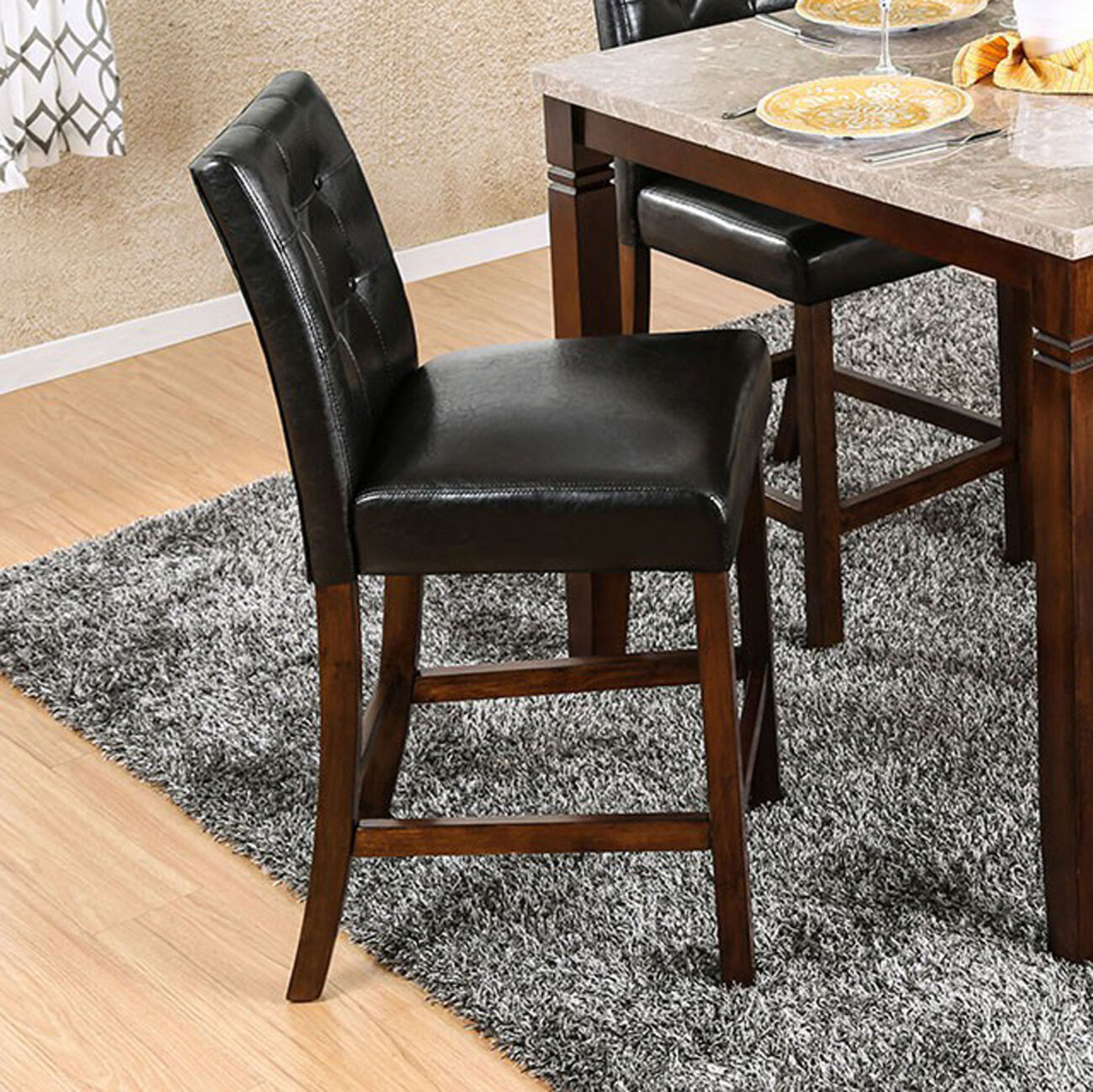 Marstone II Counter Heigh Chair, Brown Cherry & Black, Set Of 2