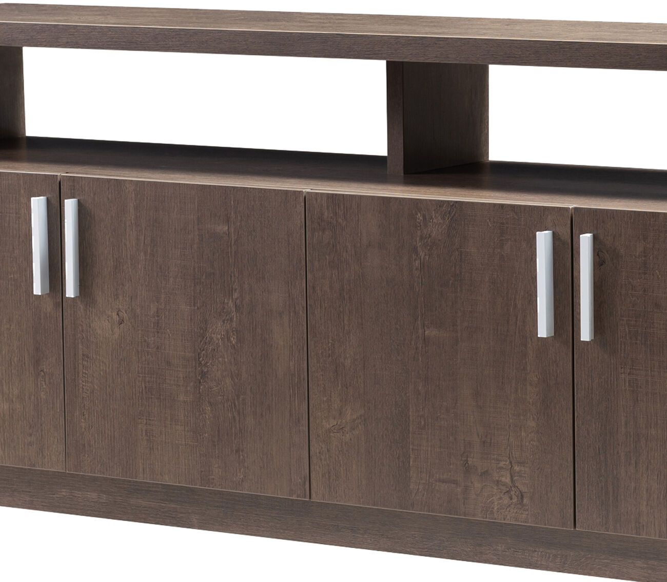 Modern TV Stand with 2 Open Shelves and Door Cabinet Storage, Brown