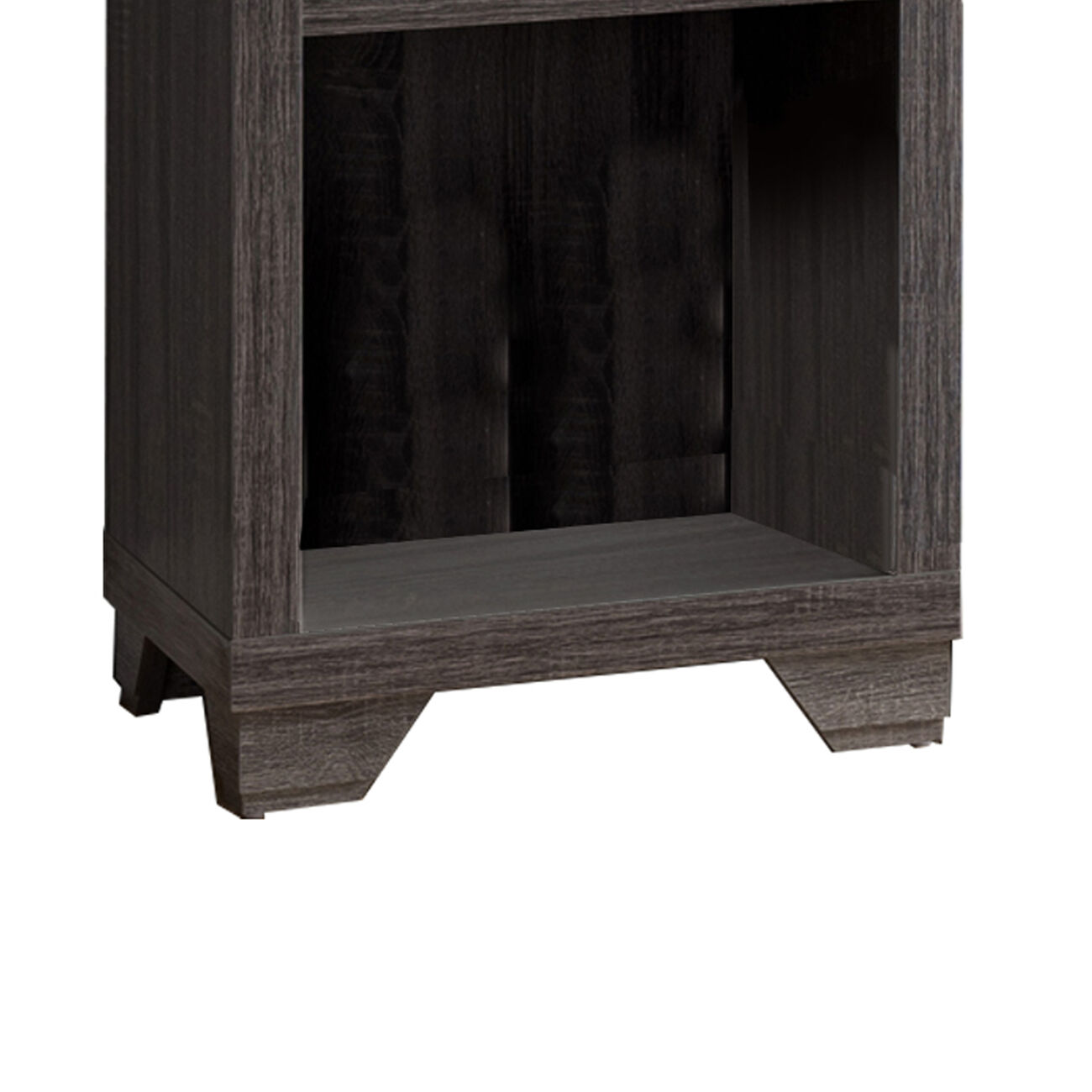 Wooden Media Tower with 2 Drawers and 3 Shelves, Distressed Gray