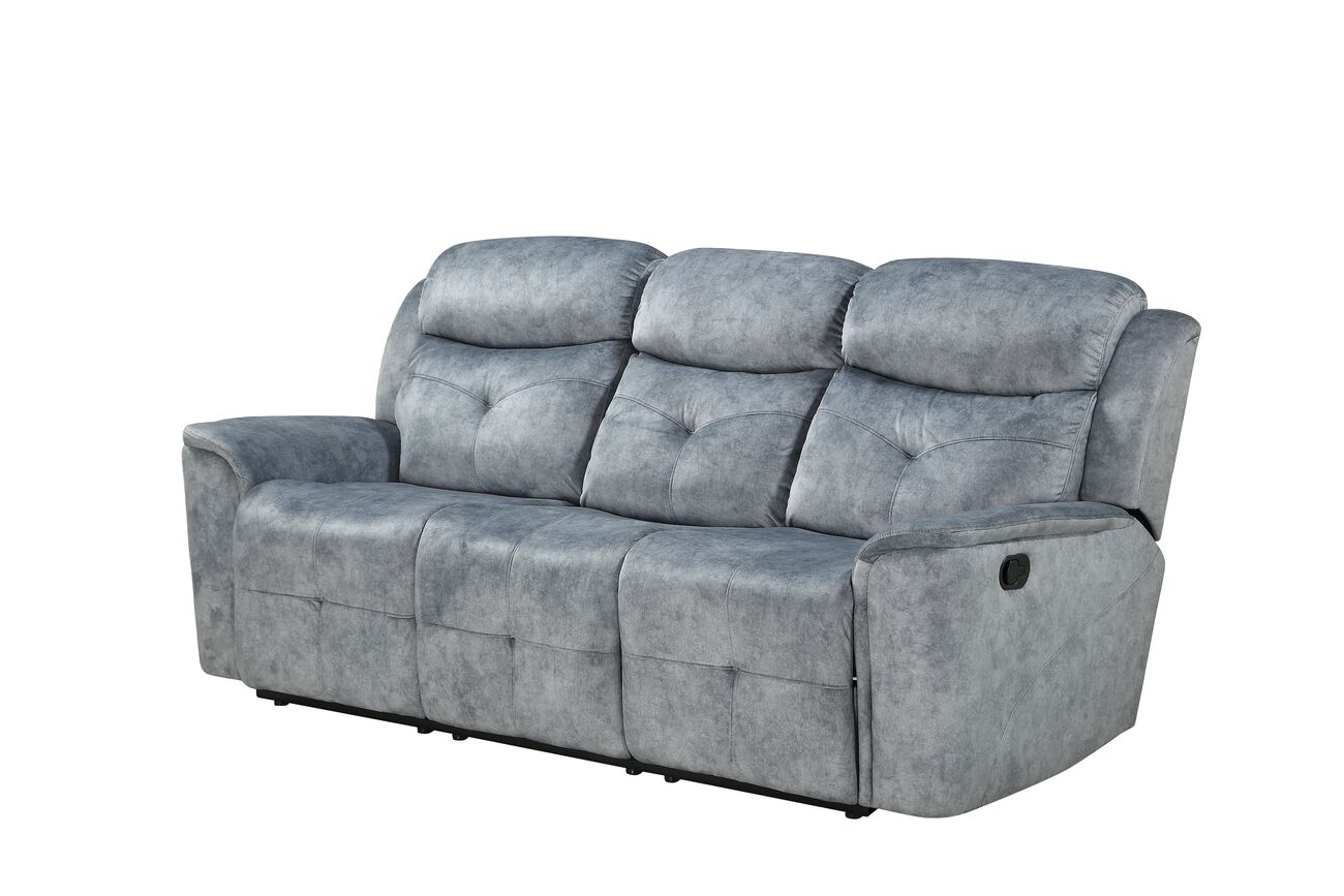 Fabric Upholstered Recliner Sofa with USB Charging Docks, Gray