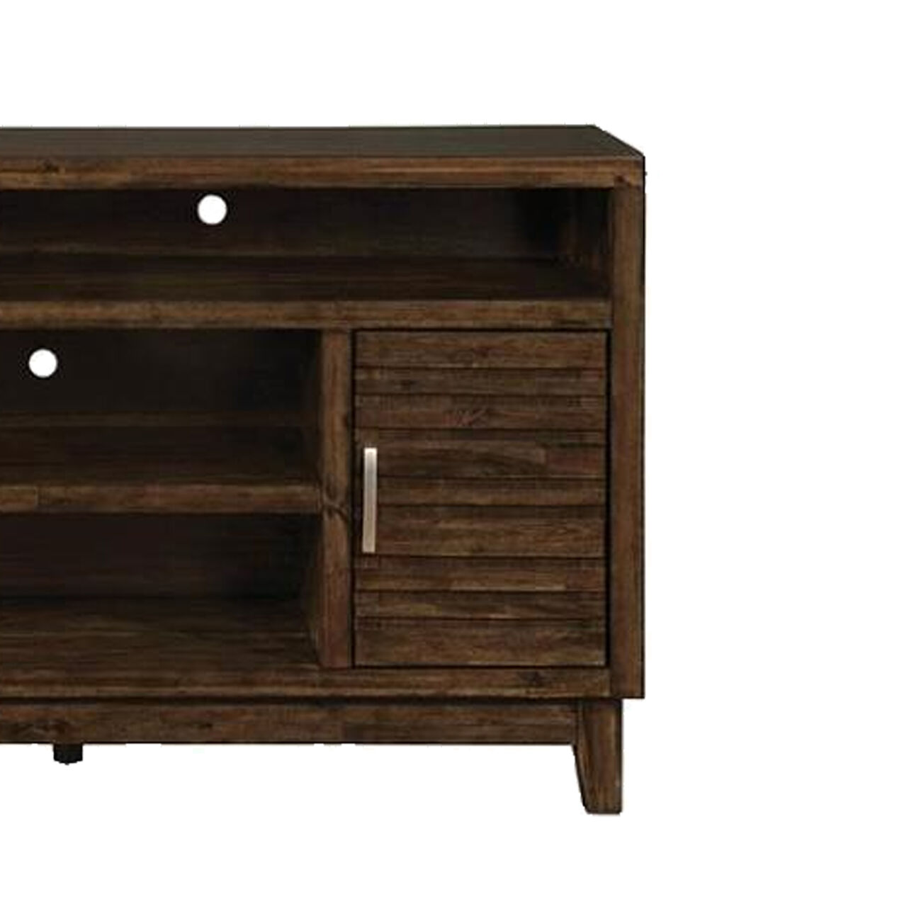 Transitional Style Wooden TV Console with Adjustable Shelf, Brown