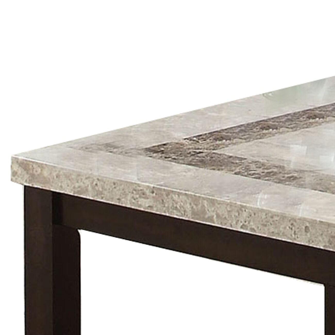 Transitional Coffee Table with Rectangular Marble Top, Brown
