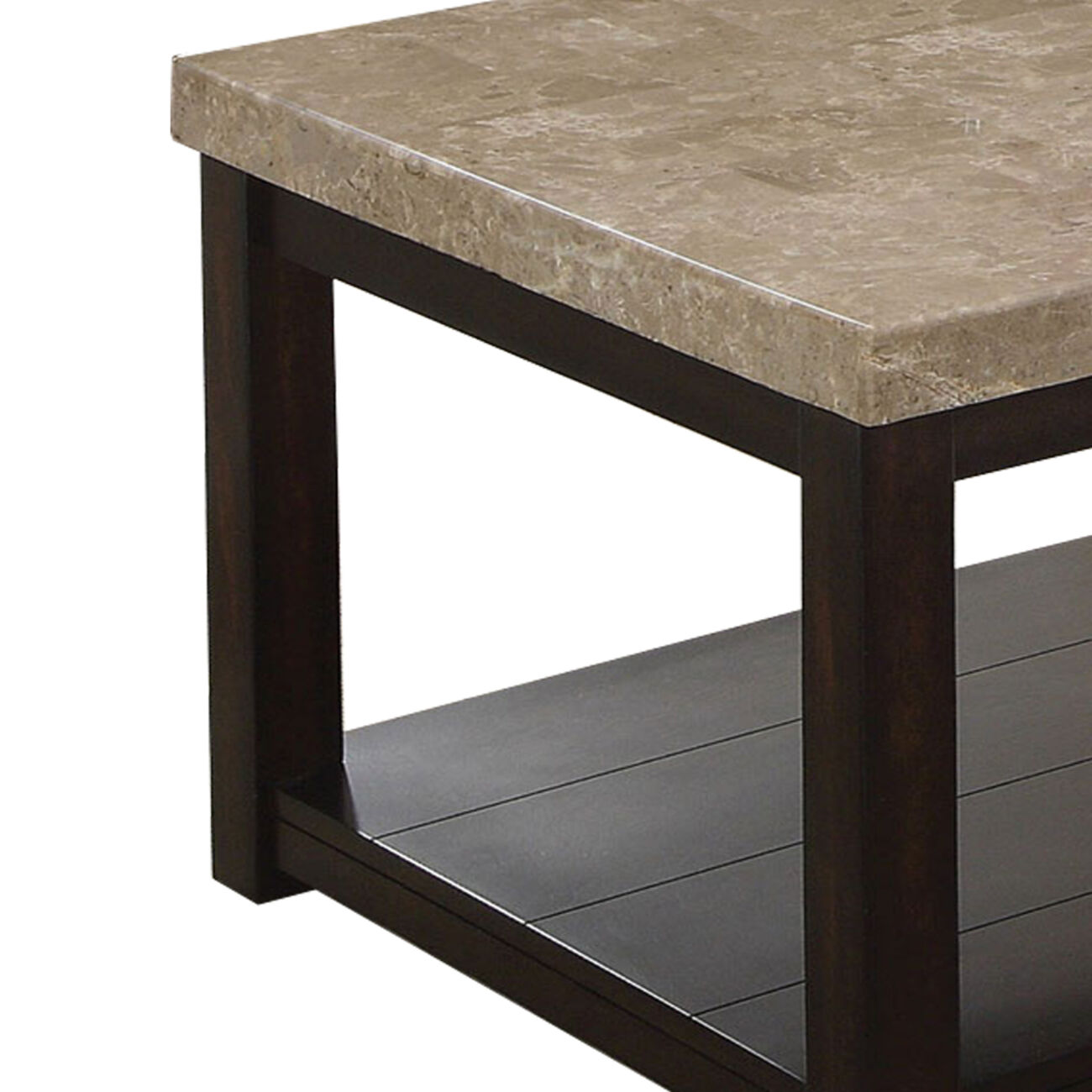 Transitional Coffee Table with Genuine Marble Top, Brown