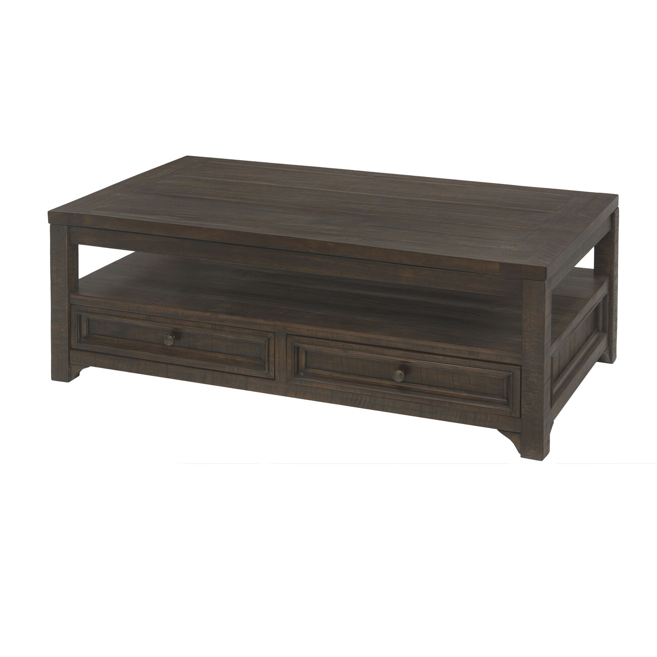 Rectangular Wooden Lift Top Coffee Table with 2 Drawers, Brown