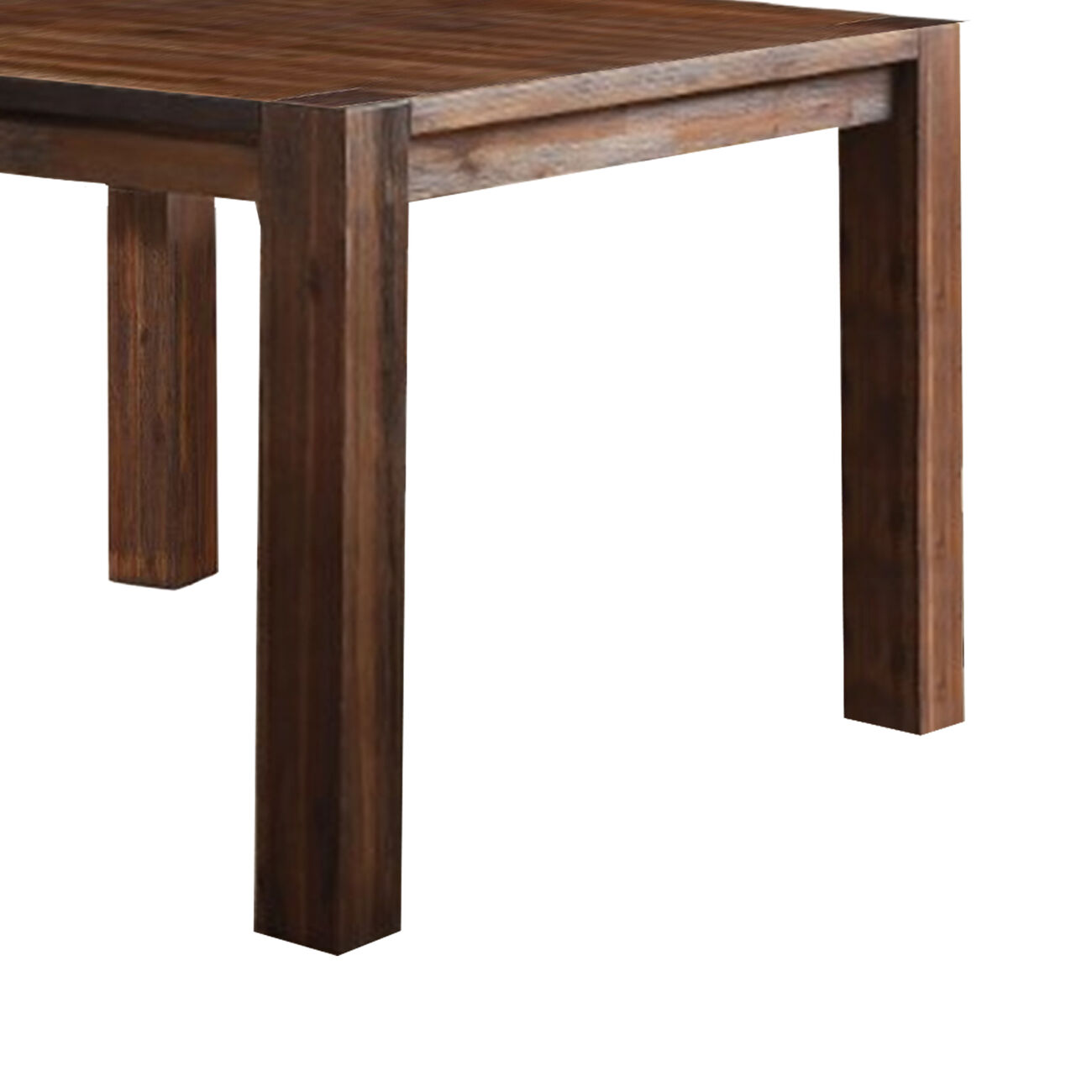 Square Wooden Center Table with Block Legs, Brick Brown