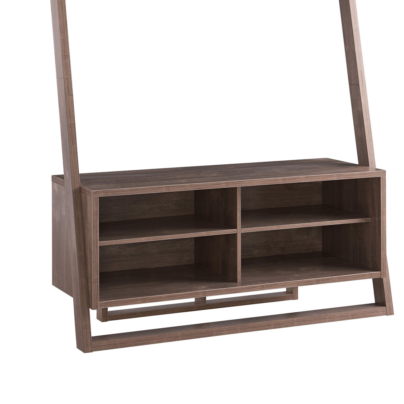2 Tier Transitional Style Wooden TV Stand with Display Unit, Brown