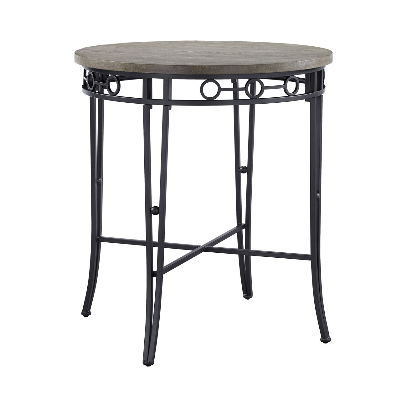 Counter Height Pub Table with Geometric Metal Apron and Hairpin Legs, Gray