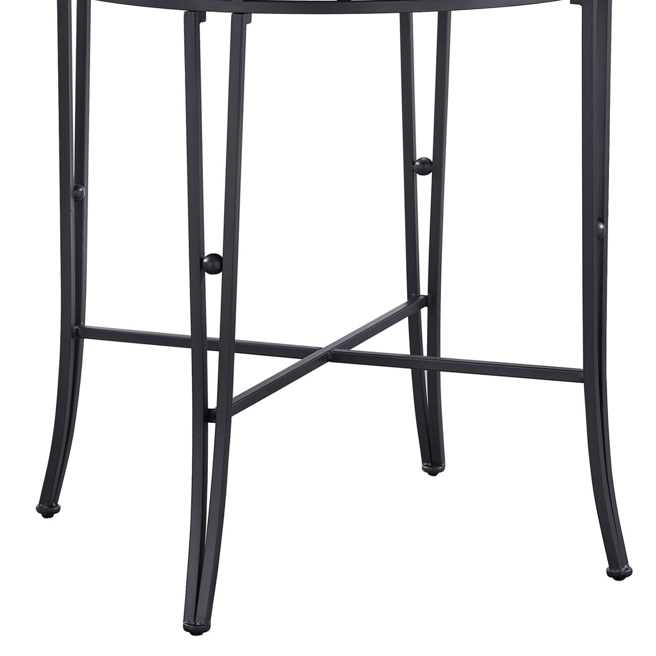 Counter Height Pub Table with Geometric Metal Apron and Hairpin Legs, Gray