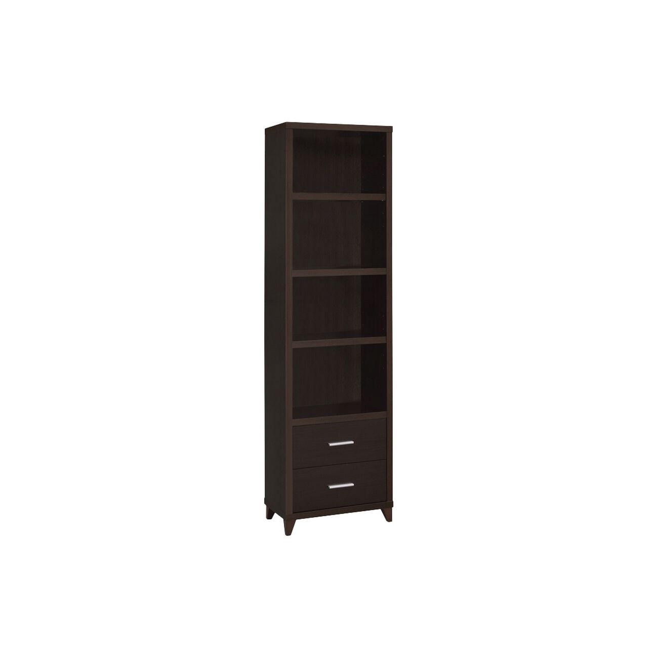 3 Shelf Wooden Media Tower with 2 Drawers, Dark Brown