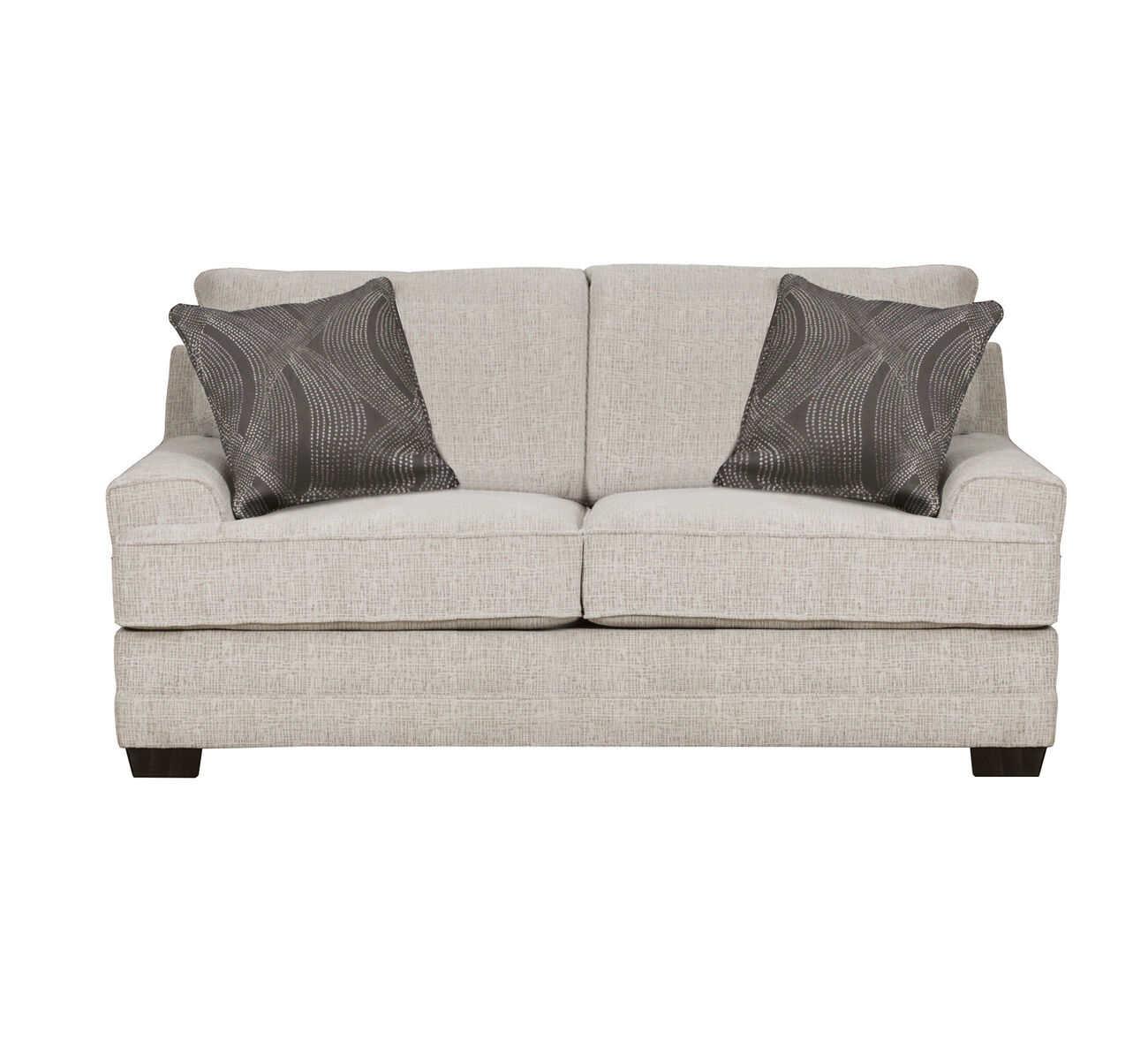 Chenille Fabric Upholstered Wooden Loveseat with Block Legs, Gray