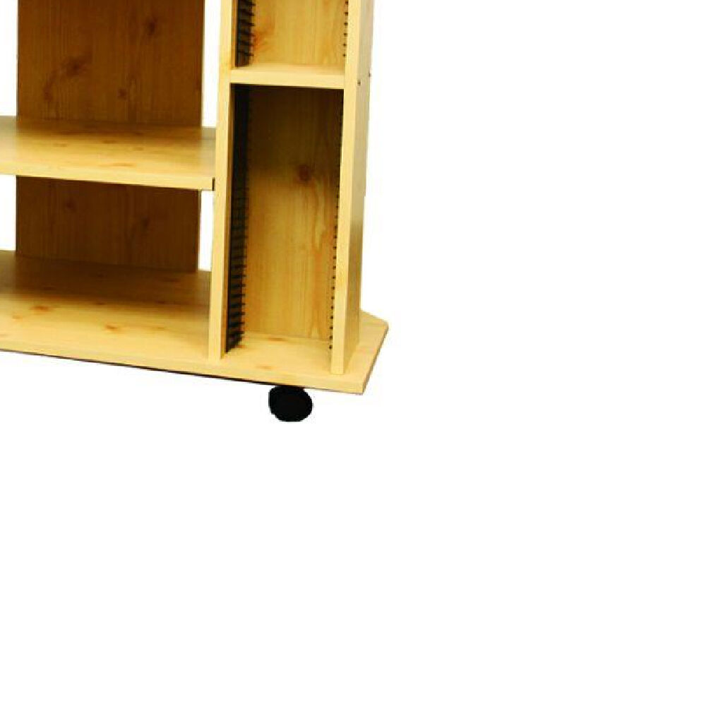 Wooden TV Stand with 3 Tier Shelving and CD Rack, Natural Brown