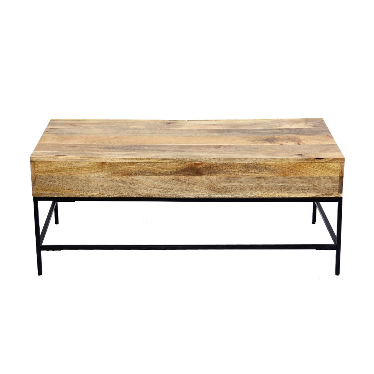 The Urban Port Mango Wood Coffee Table with 2 Drawers, Brown and Black