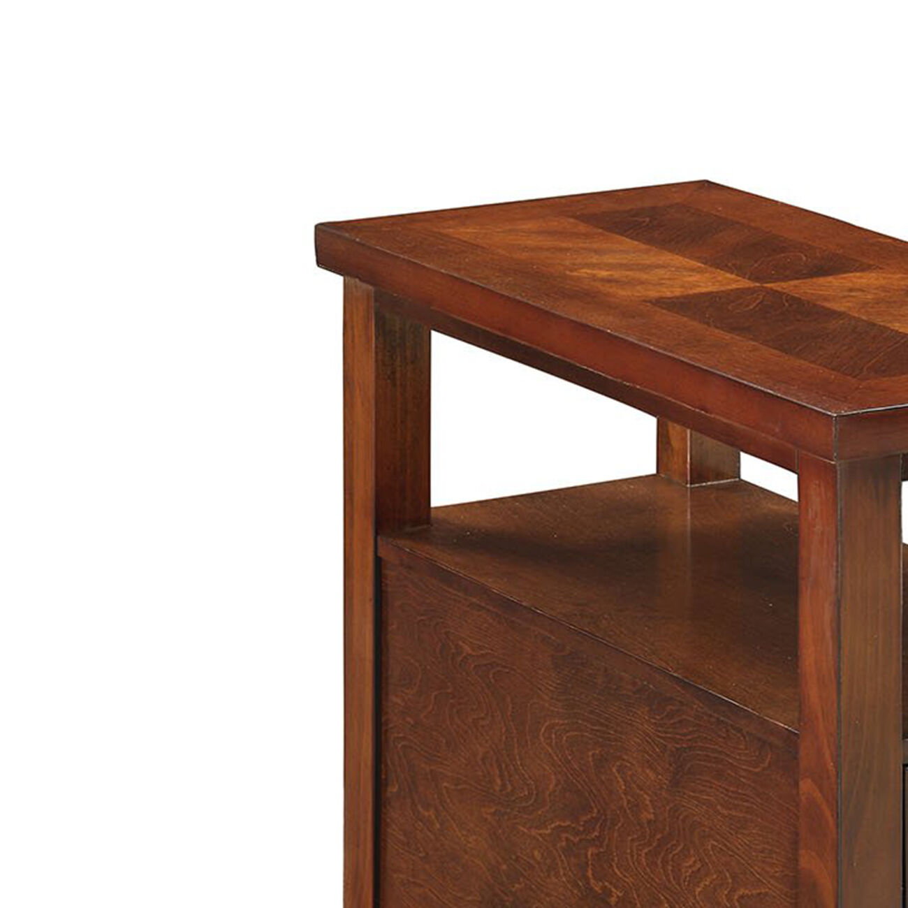 2 Drawer Grained Wooden Frame Side Table, Cherry Brown