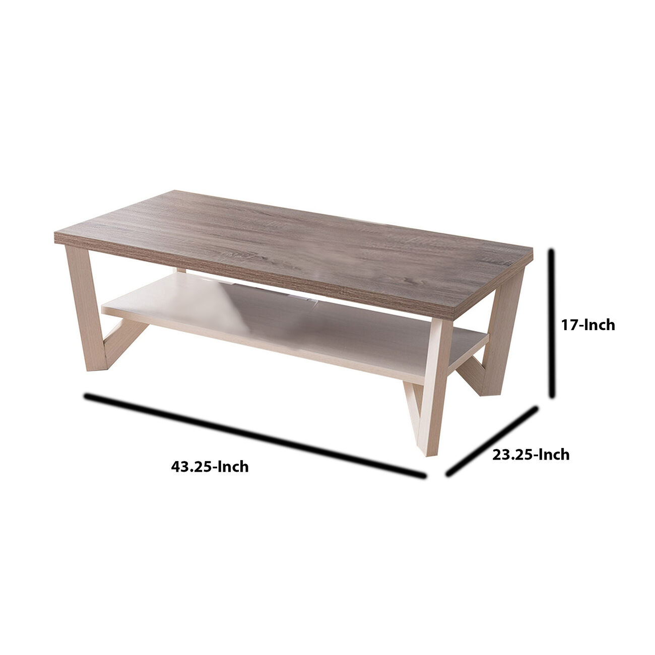 Stylish Center Display Coffee Table, Brown and White