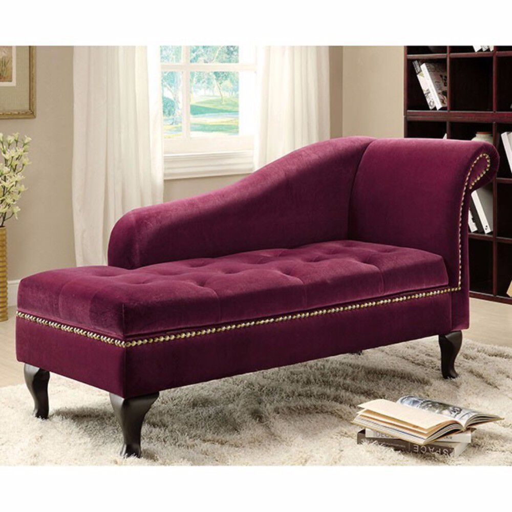 Contemporary Fabric Storage Chaise, Violet