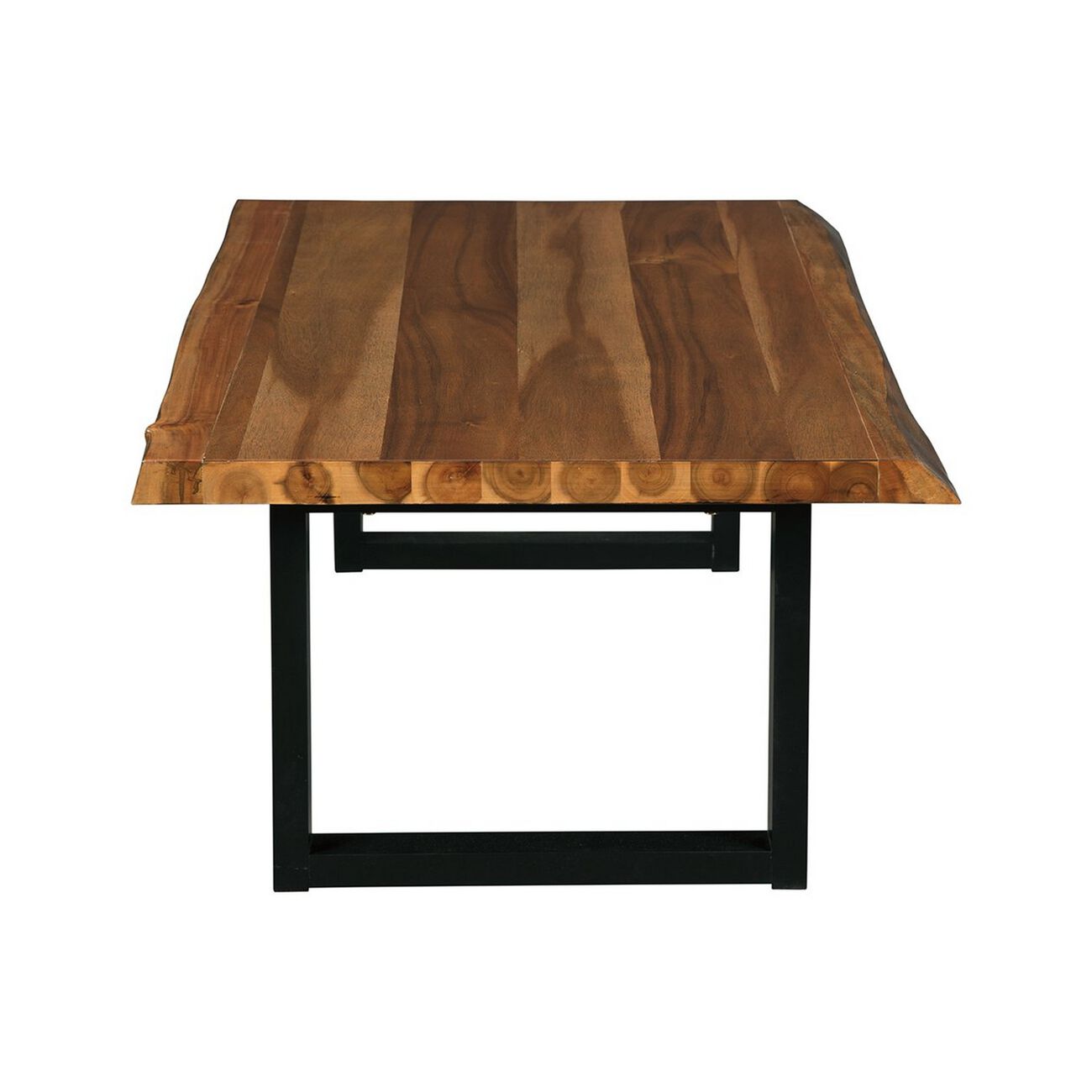 Rectangular Wooden Cocktail Table with Sled Legs, Brown and Black