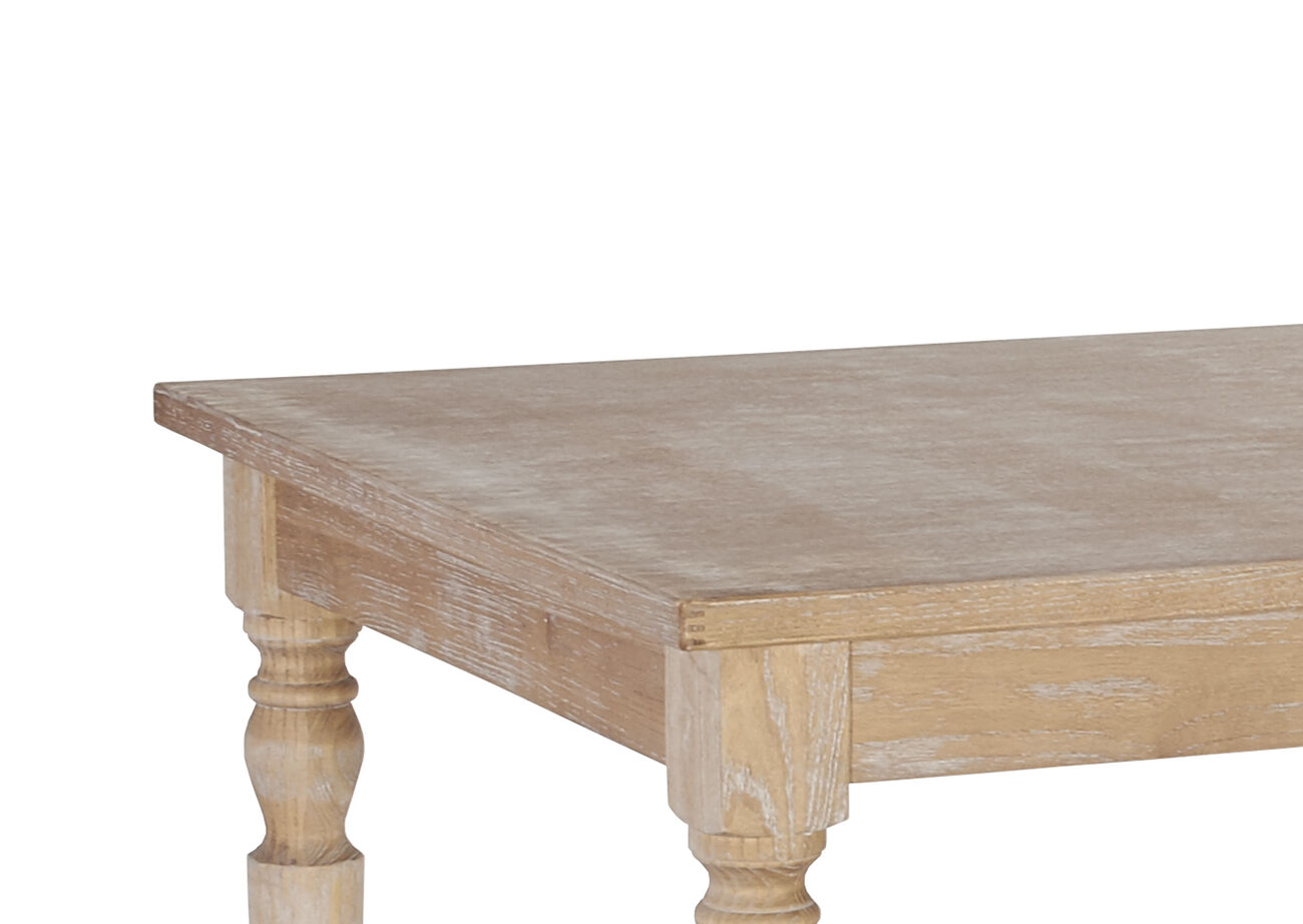 Transitional Wooden Rectangular Table with Turned Legs,Light Brown