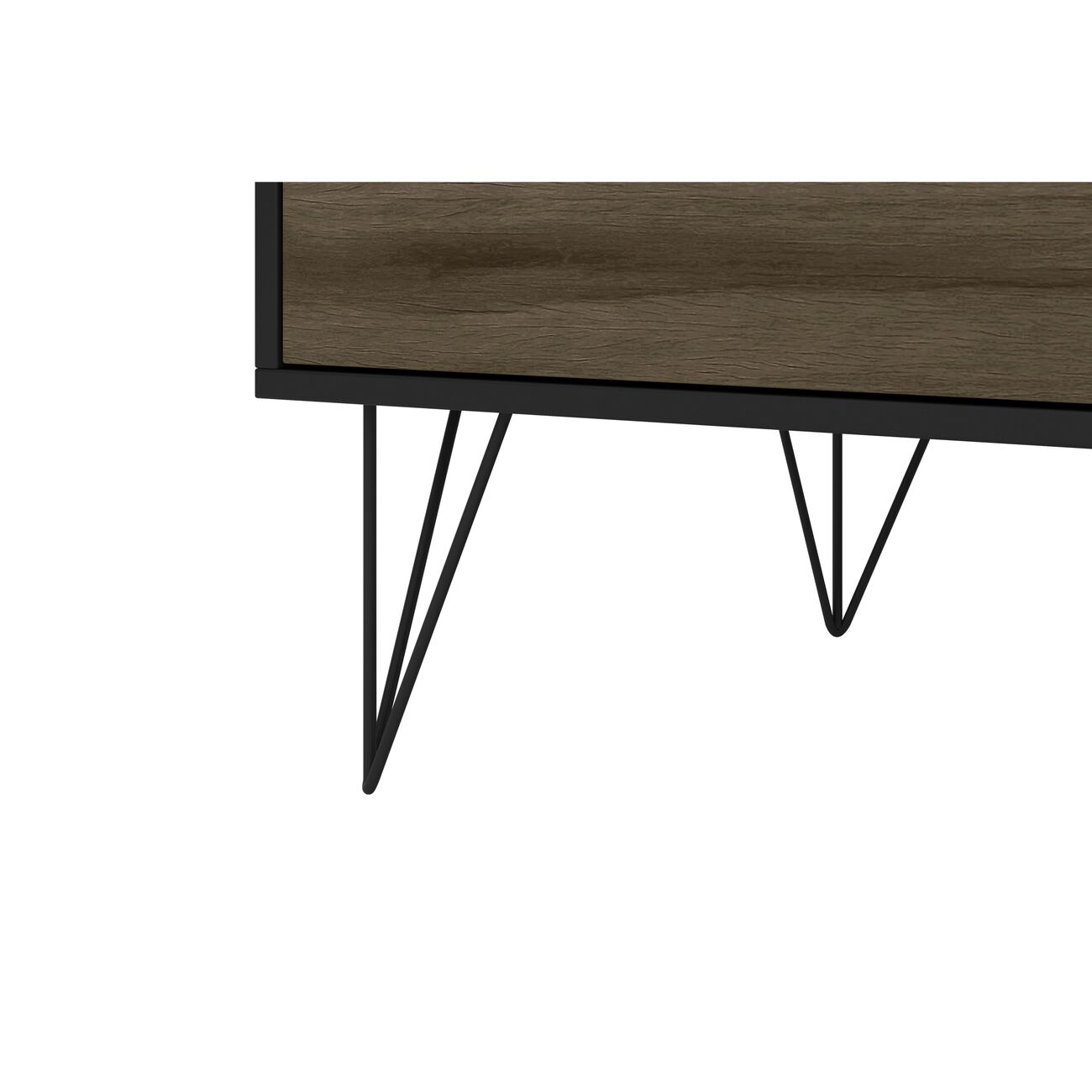 2 Drawer Wooden Rectangular Coffee Table With Hairpin Legs, Black and Brown
