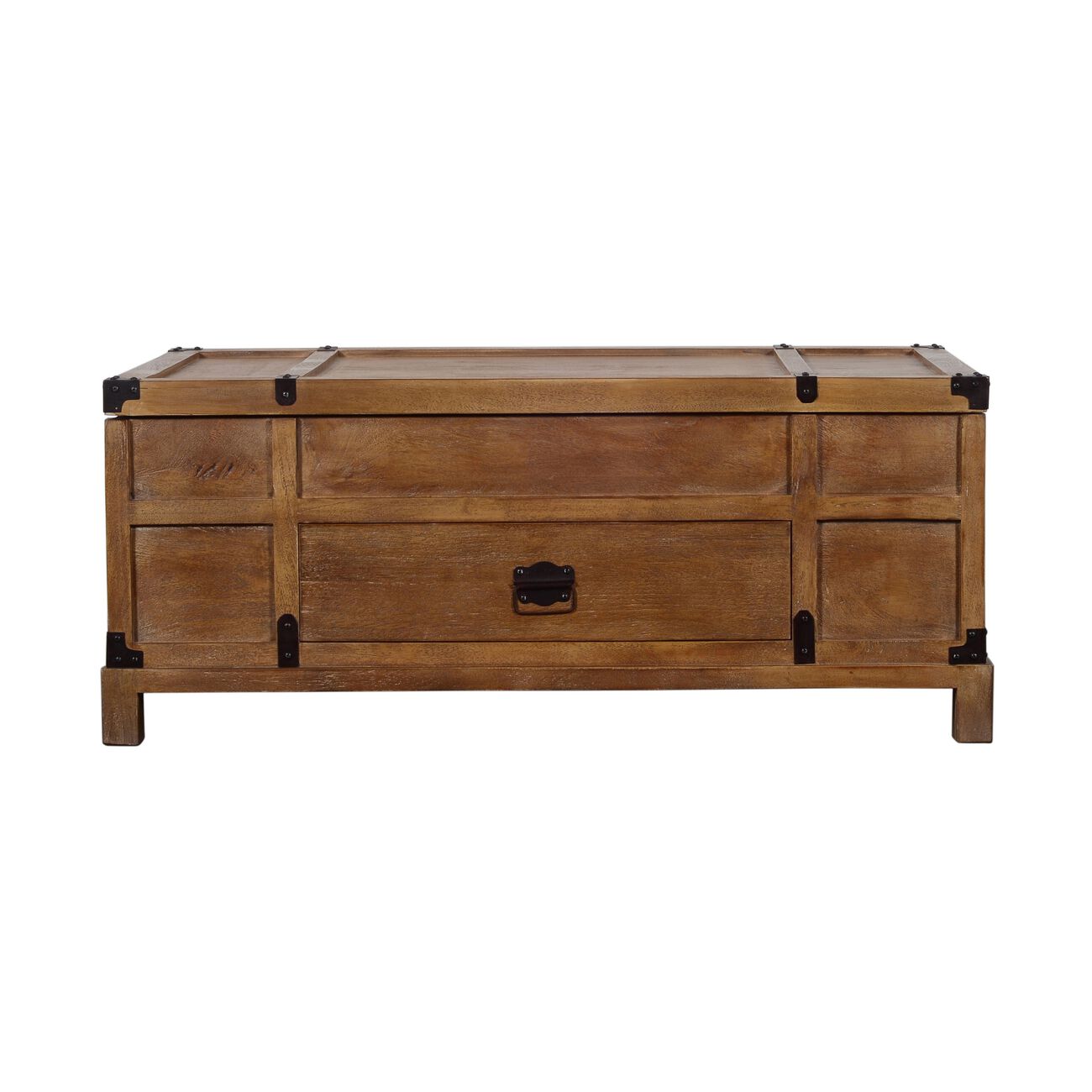 Rustic Single Drawer Mango Wood Coffee Table with Lift Top Storage & Compartments, Brown