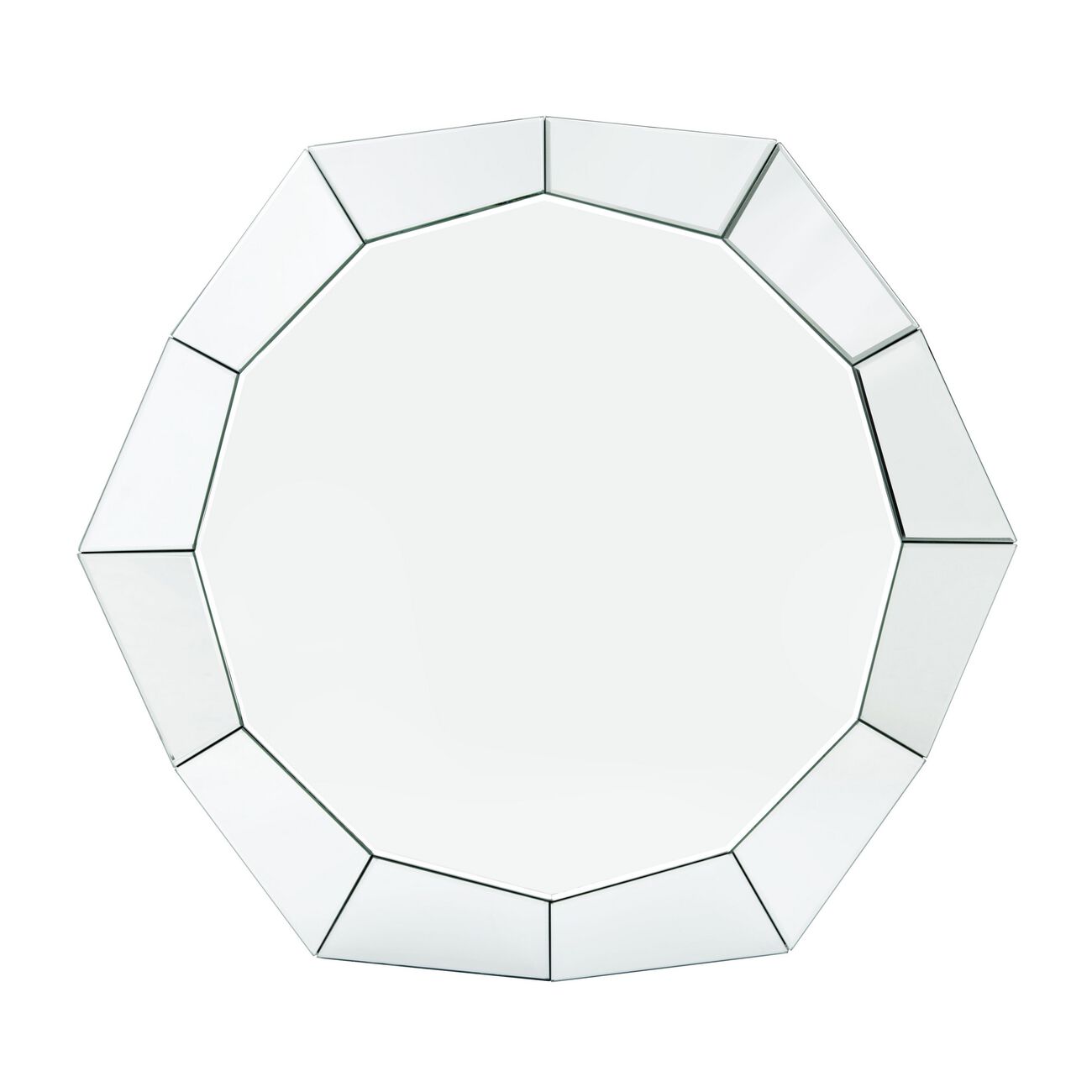 Mirror Octagonal Shape Coffee Table with Faux Diamond Inlays, Silver