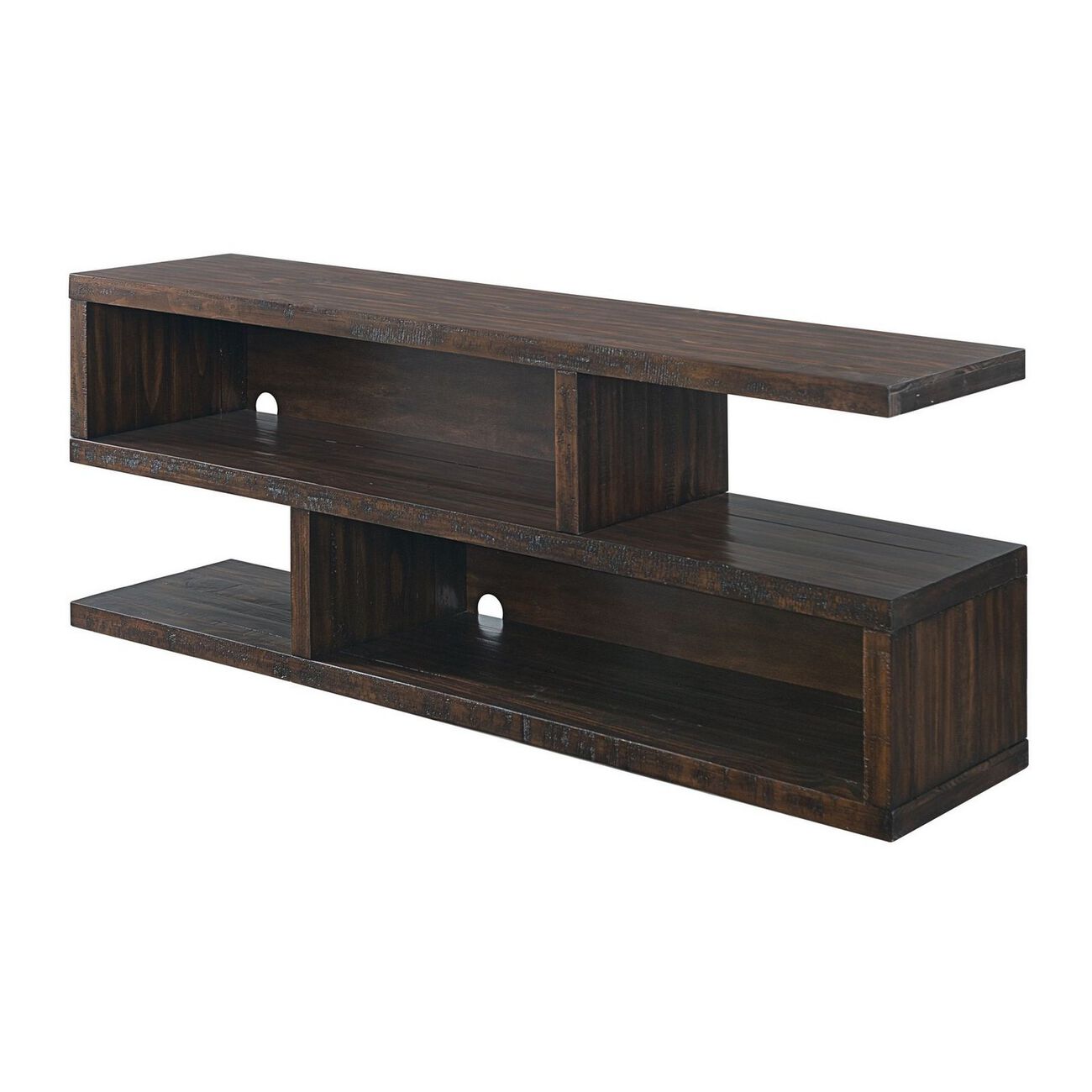 70 Inch Contemporary Wooden TV Stand with Flat Base, Brown
