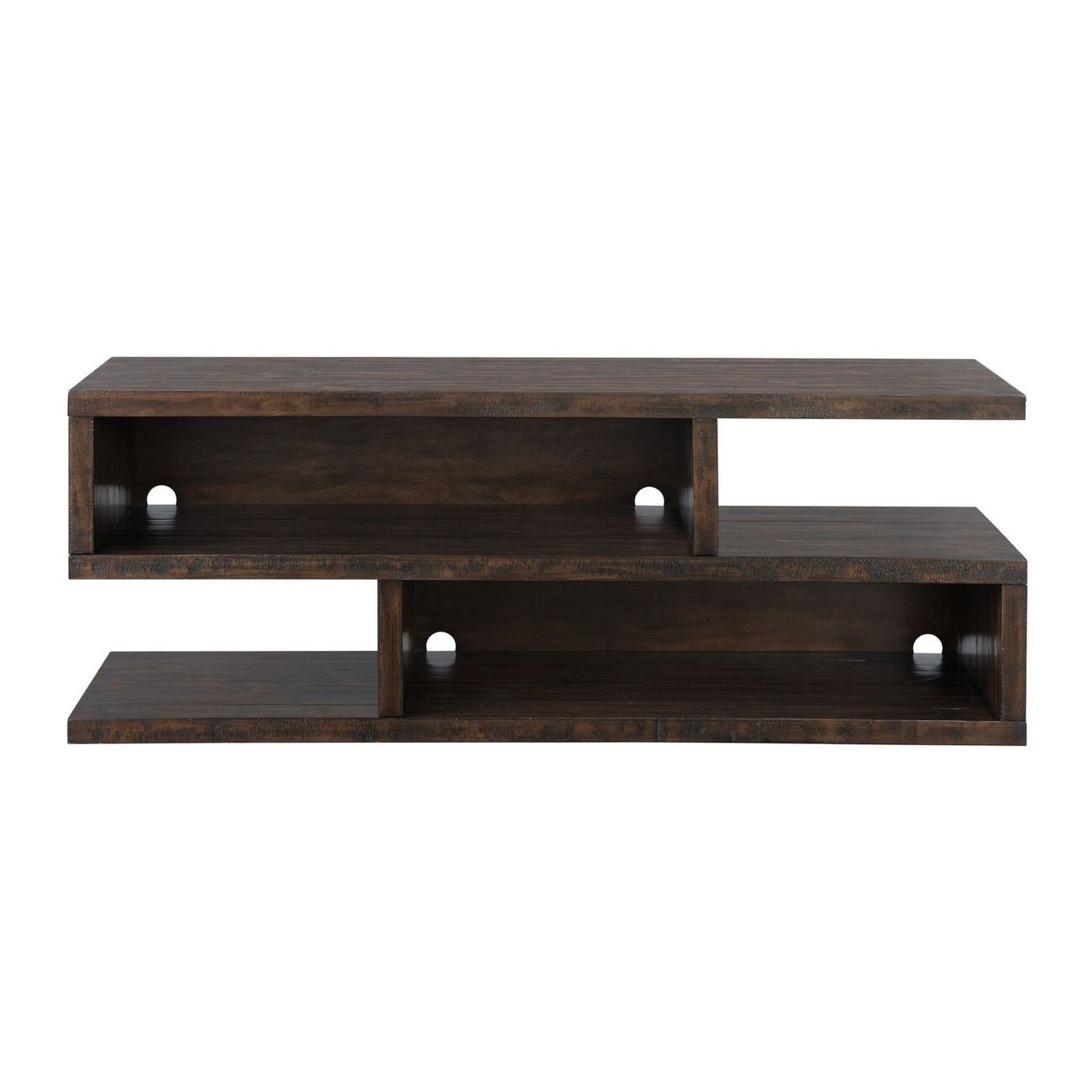 70 Inch Contemporary Wooden TV Stand with Flat Base, Brown