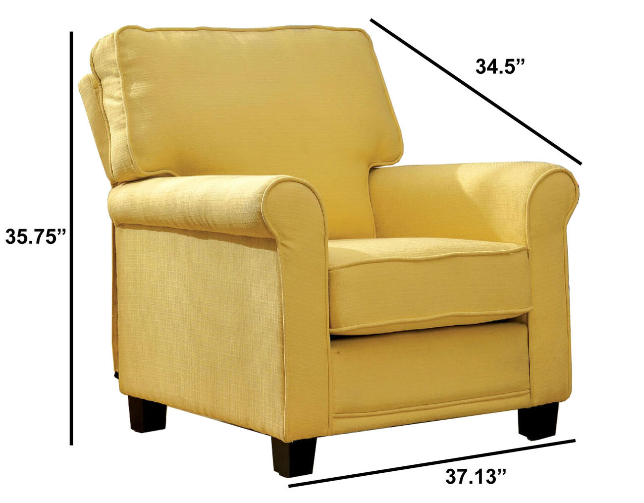 Belem Transitional Single Chair With Yellow Flax Fabric