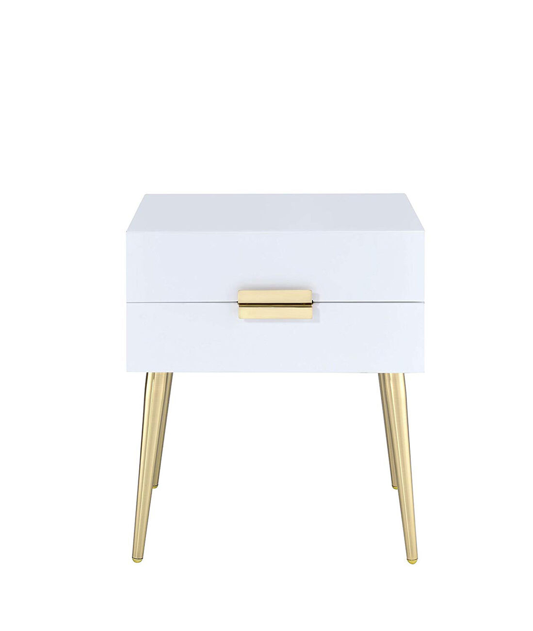 Denvor Square End Table with Drawers, White & Gold