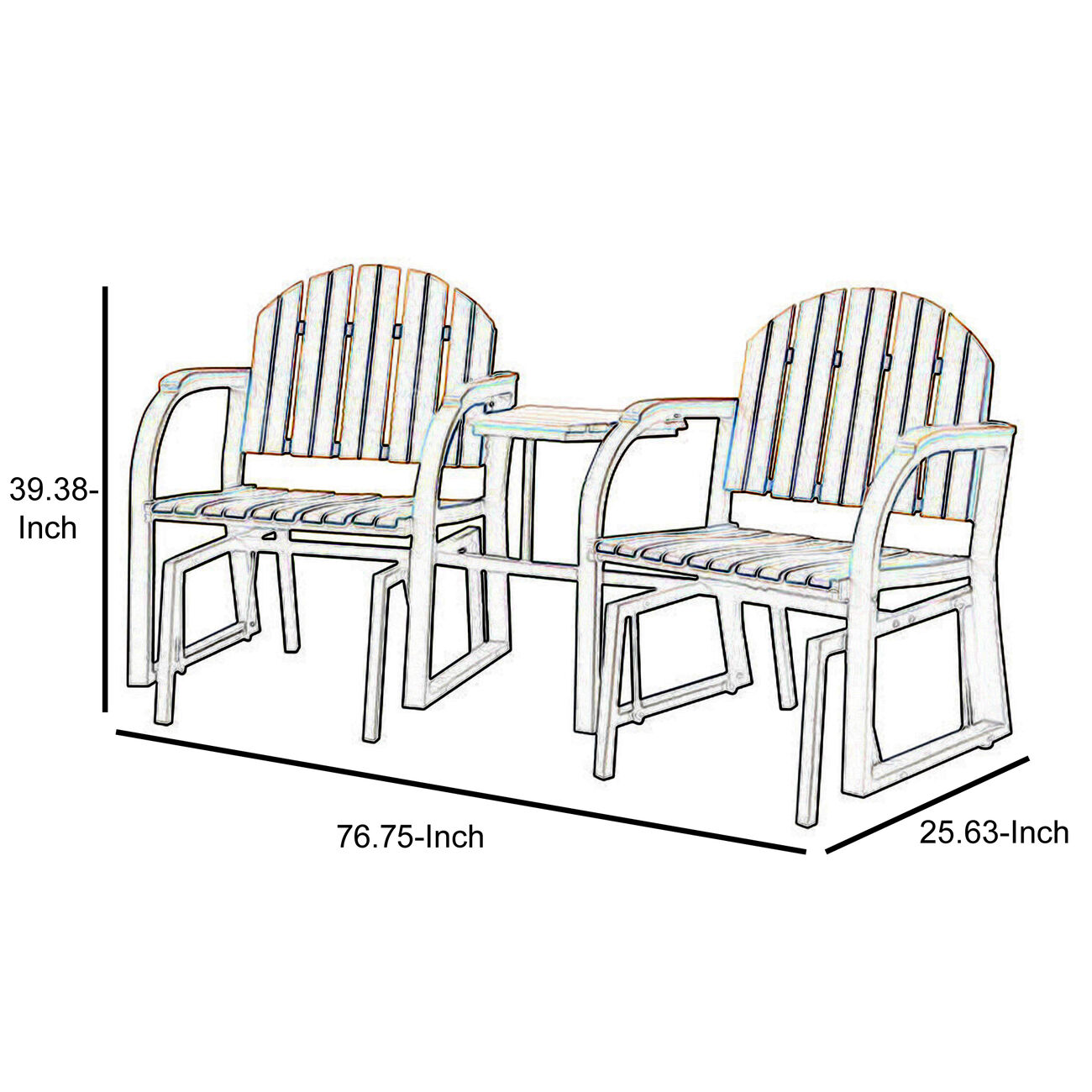 Perse Contemporary Rocking Chair Set, Oak Finish