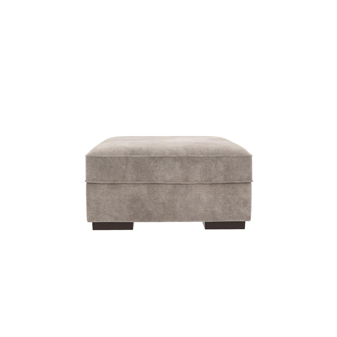 Wooden Storage Ottoman with Durable Block Legs, Silver and Black