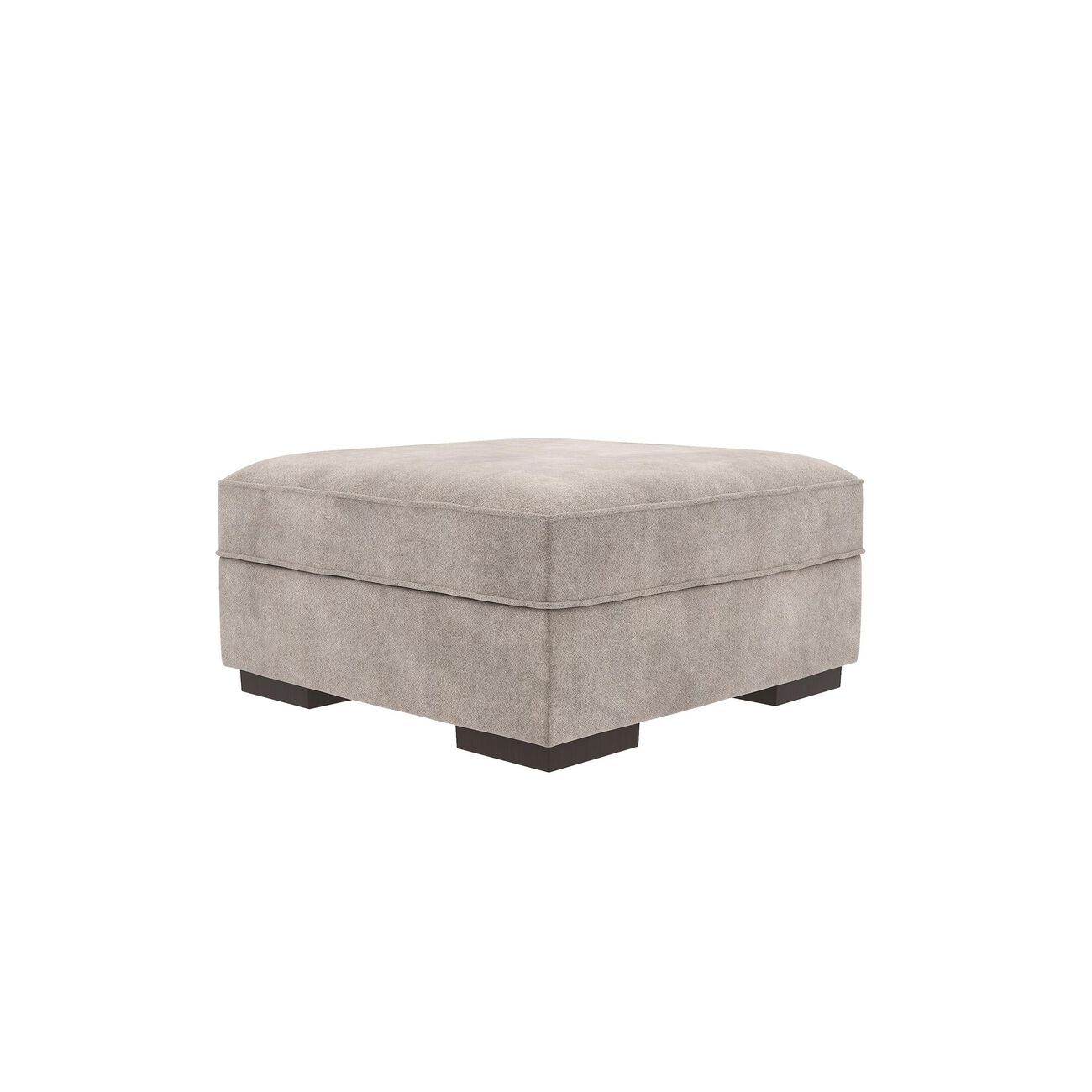 Wooden Storage Ottoman with Durable Block Legs, Silver and Black