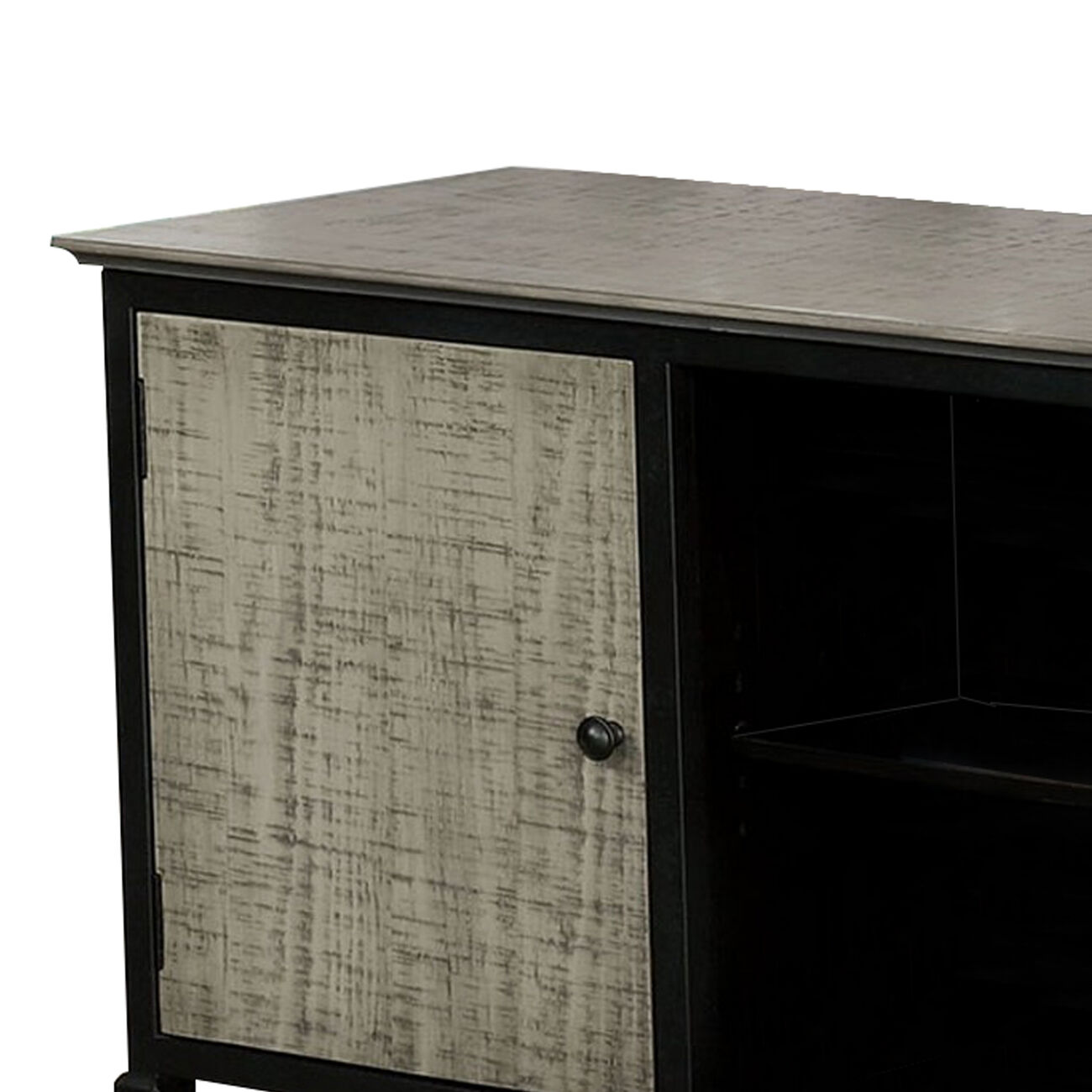 72'' 2 Door Wooden TV Cabinet with 2 Open Shelves, Gray