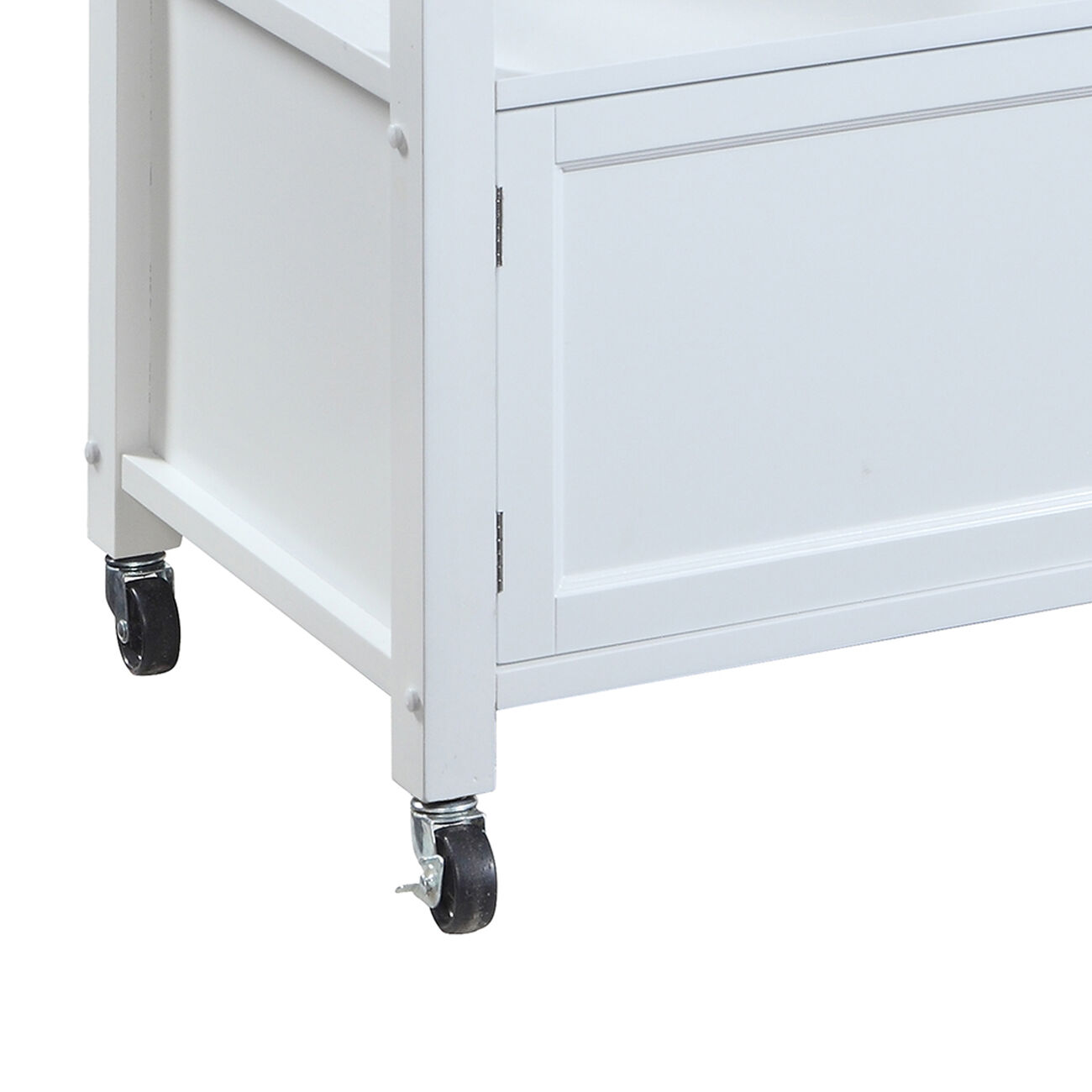 Granite Inlaid Spacious Wooden Kitchen Cart, White and Gray