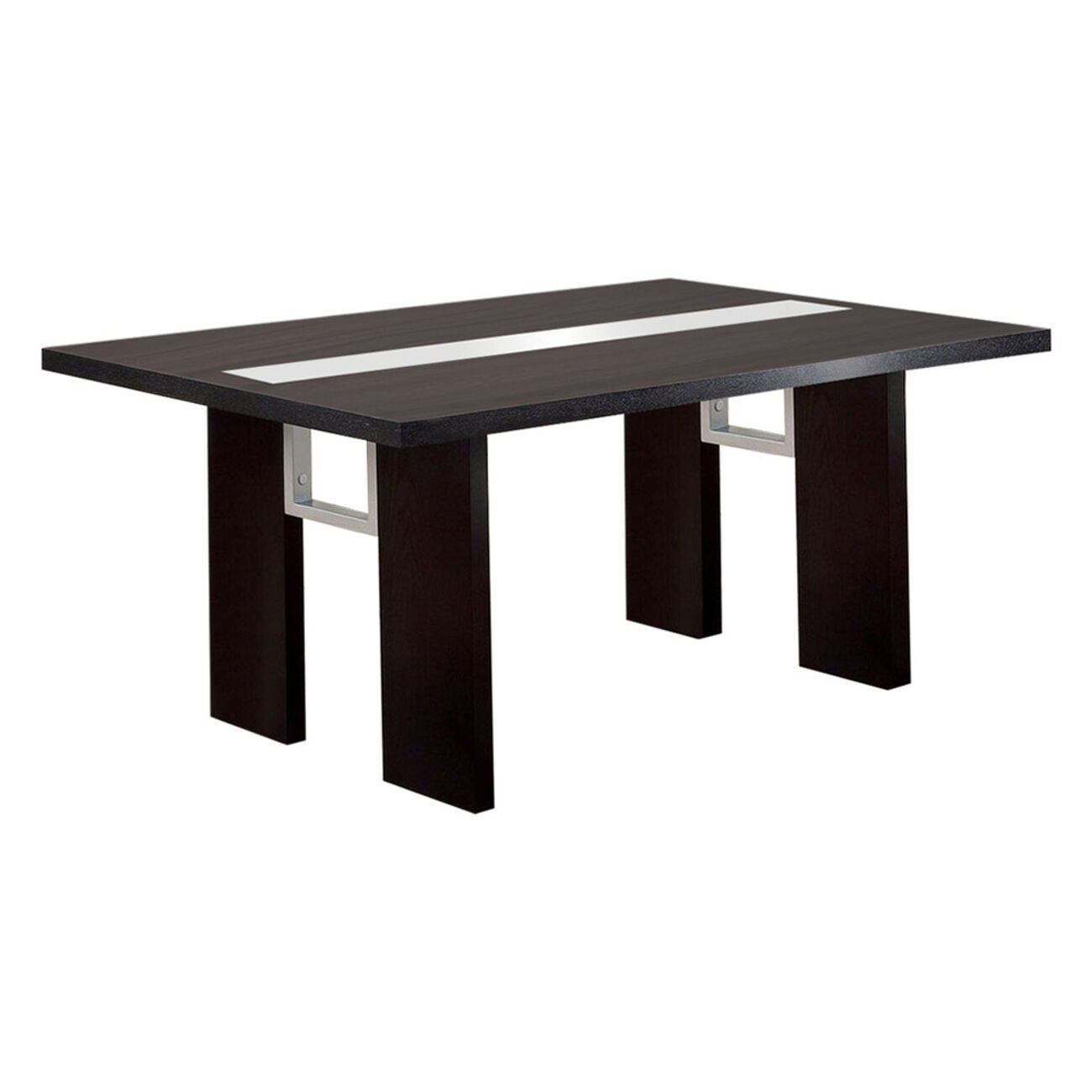 Glass-Insert Dining Table, Black