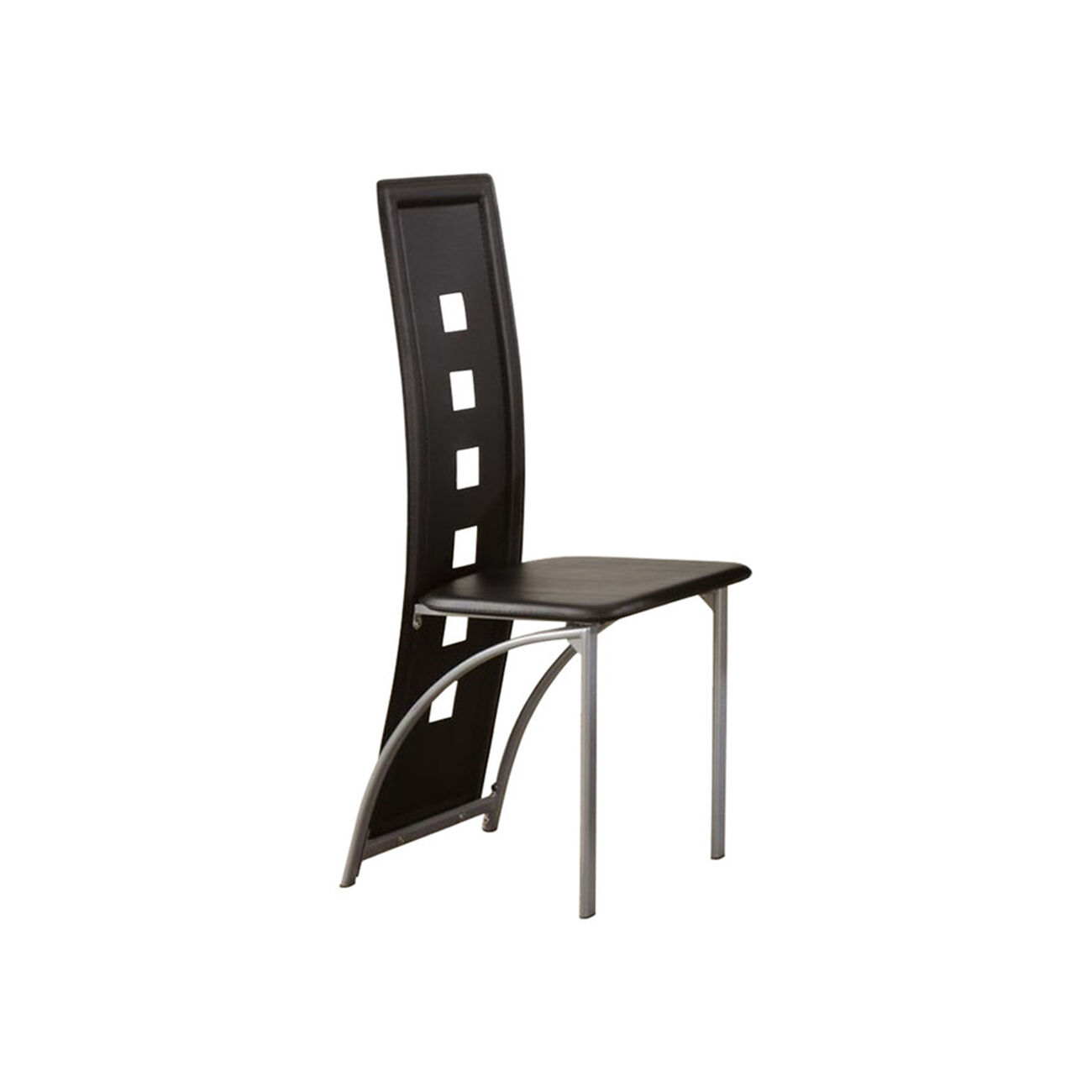 Contemporary Metal DINING CHAIR with cutout Back Set of 4 BLACK and CHROME