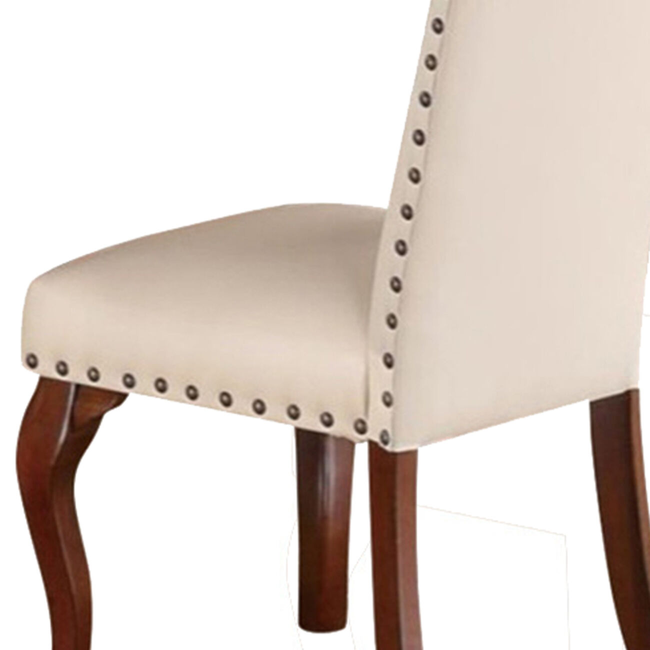 Commendable Rubber Wood Faux Leather Dining Chair, Cream (Set of 2)