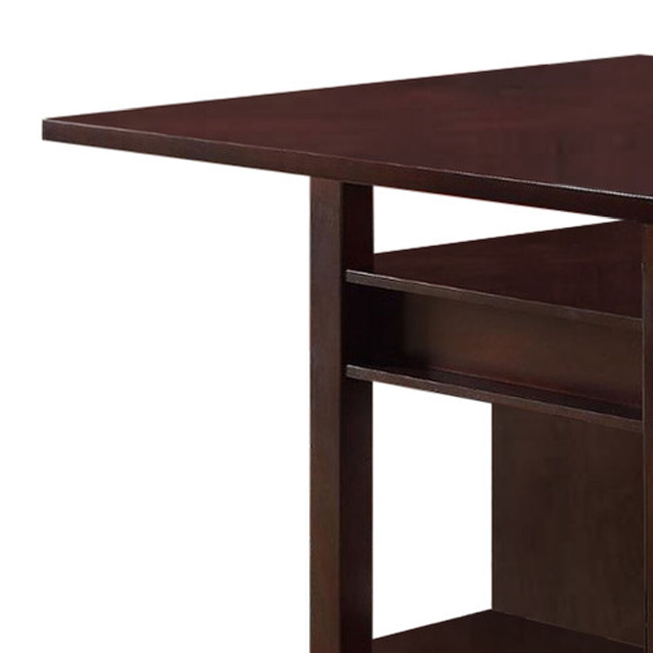 Wooden Counter Height Table With Storage Shelves, Brown