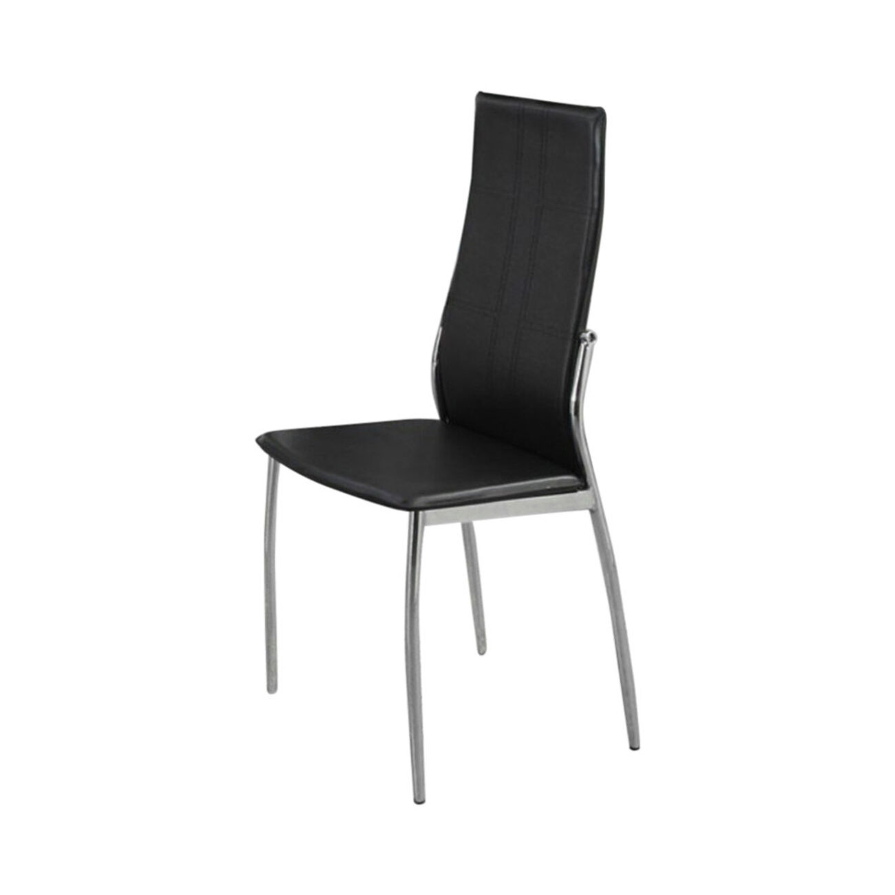 Dining Chair With Metal Frame, Set Of 2,Black And Chrome