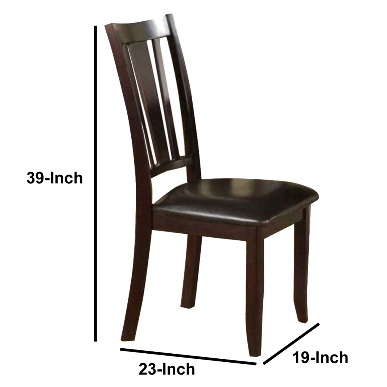 Rubber Wood Dining Chair With Upholstered Seat, Set Of 2,Brown