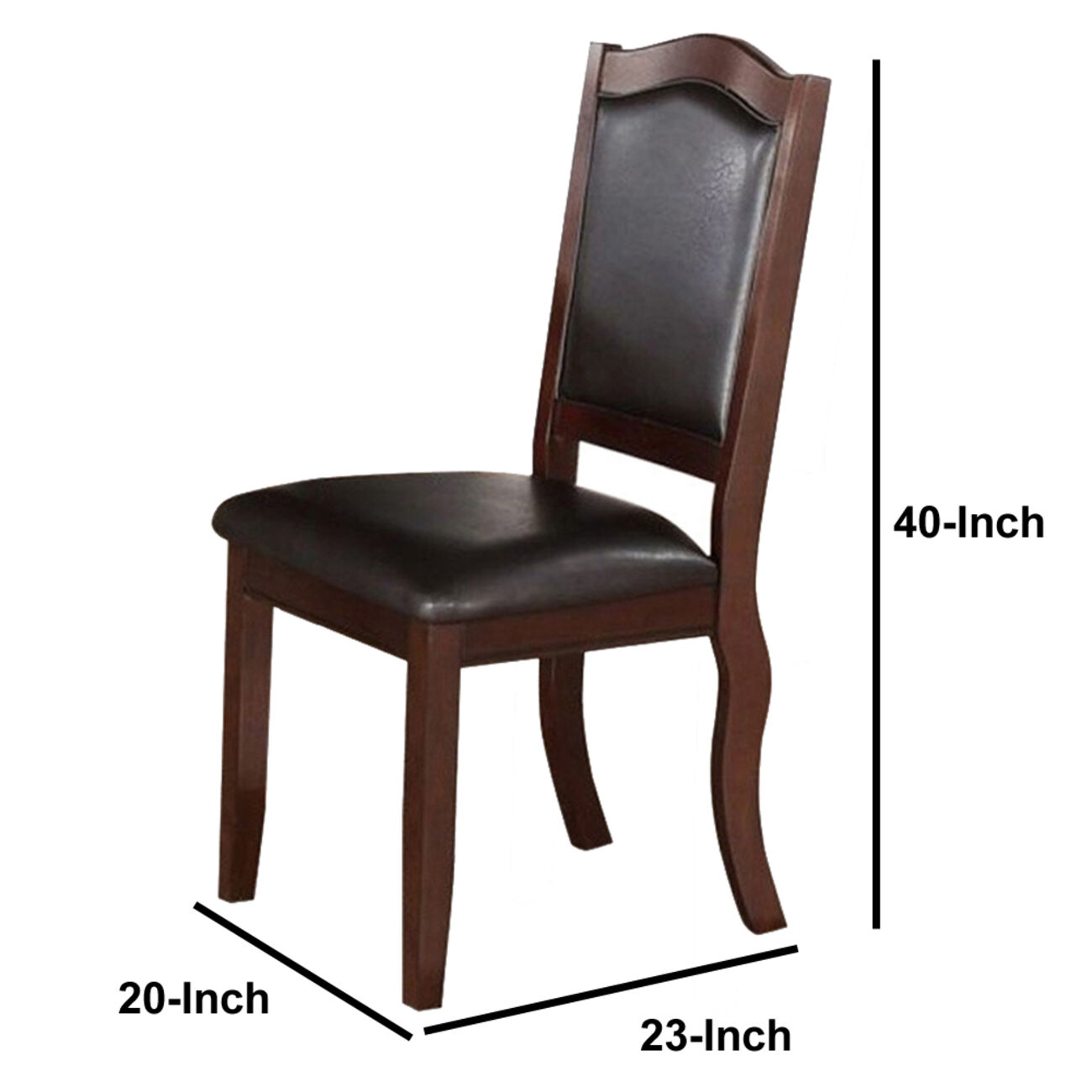 Rubber Wood Dining Chair, Set Of 2, Brown And Black