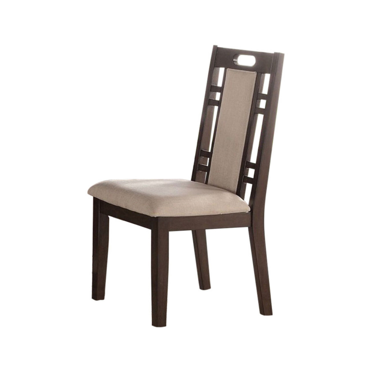Rubber Wood Dining Chair With Cushion Back And Seat, Set Of 2, Brown