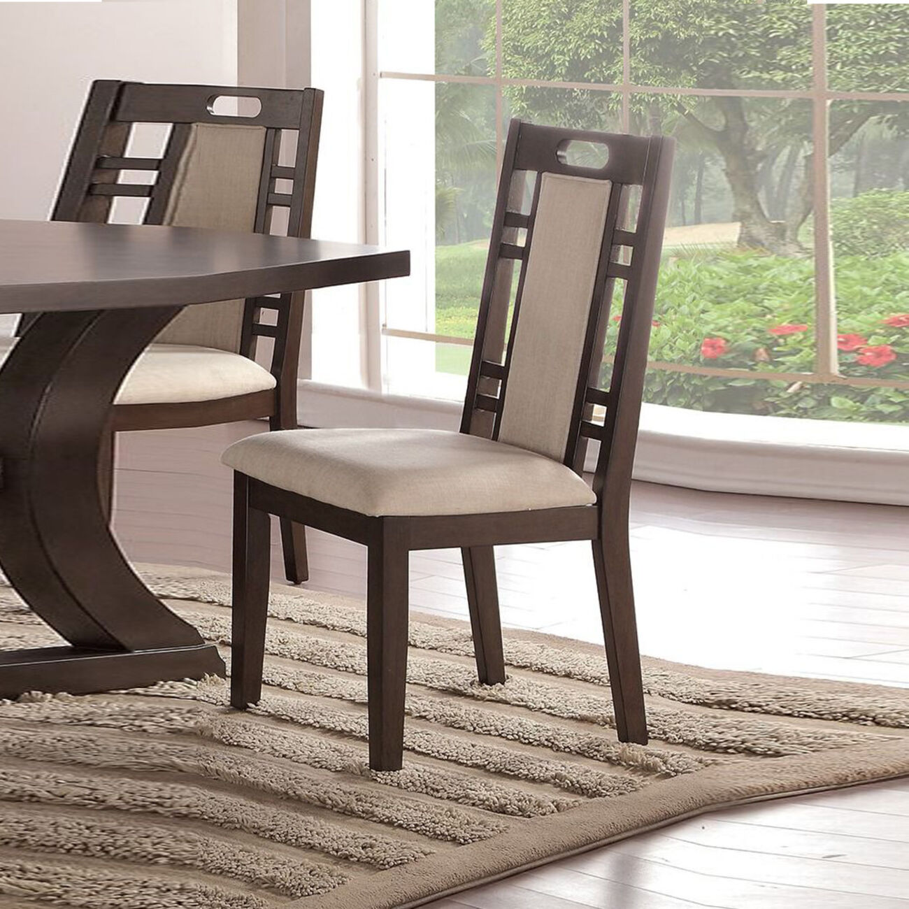 Rubber Wood Dining Chair With Cushion Back And Seat, Set Of 2, Brown