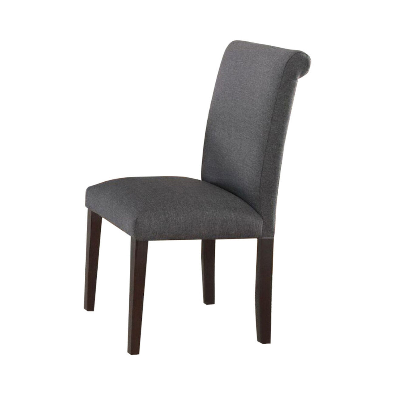Set Of 2 Solid Wood Dining Chair In Gray Upholstery