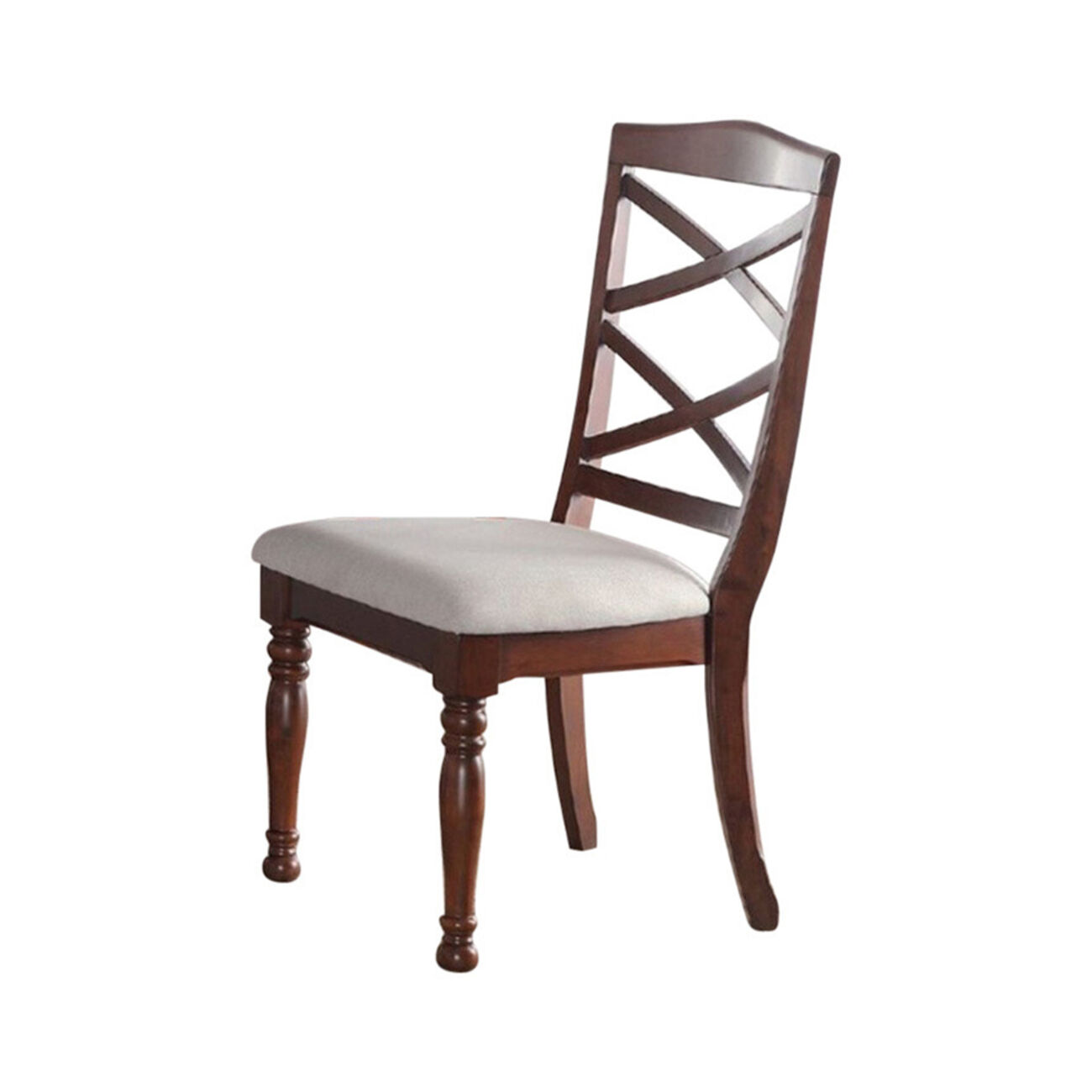 Rubber Wood Dining Chair With Designer Back, Set Of 2, Brown