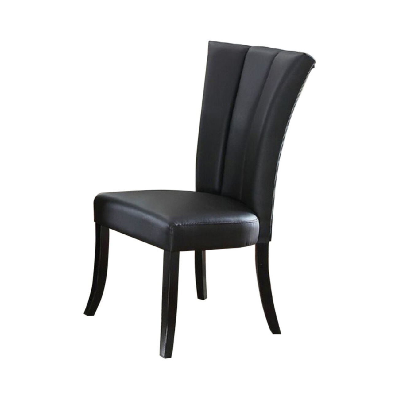 Leather Upholstered Dining Chair In Poplar Wood, Set Of 2,Black