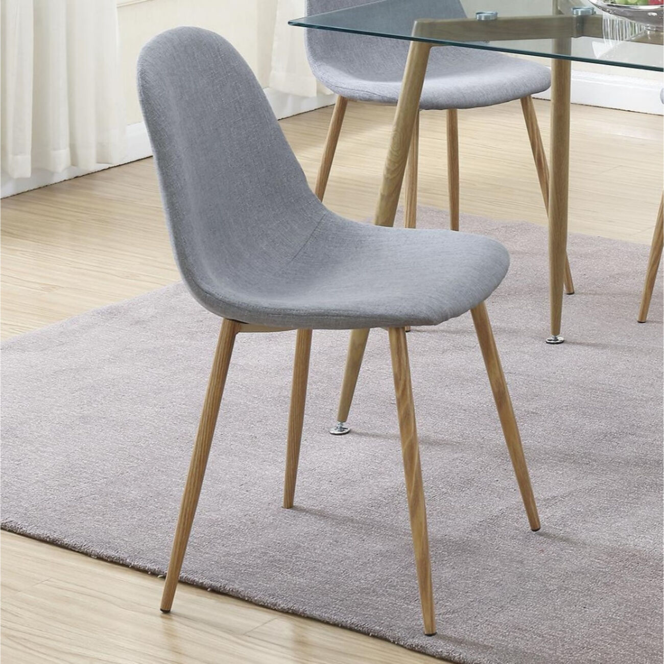 Metal Frame Dining Chair With Petal-Like Seats  Set Of 4 Gray And Brown