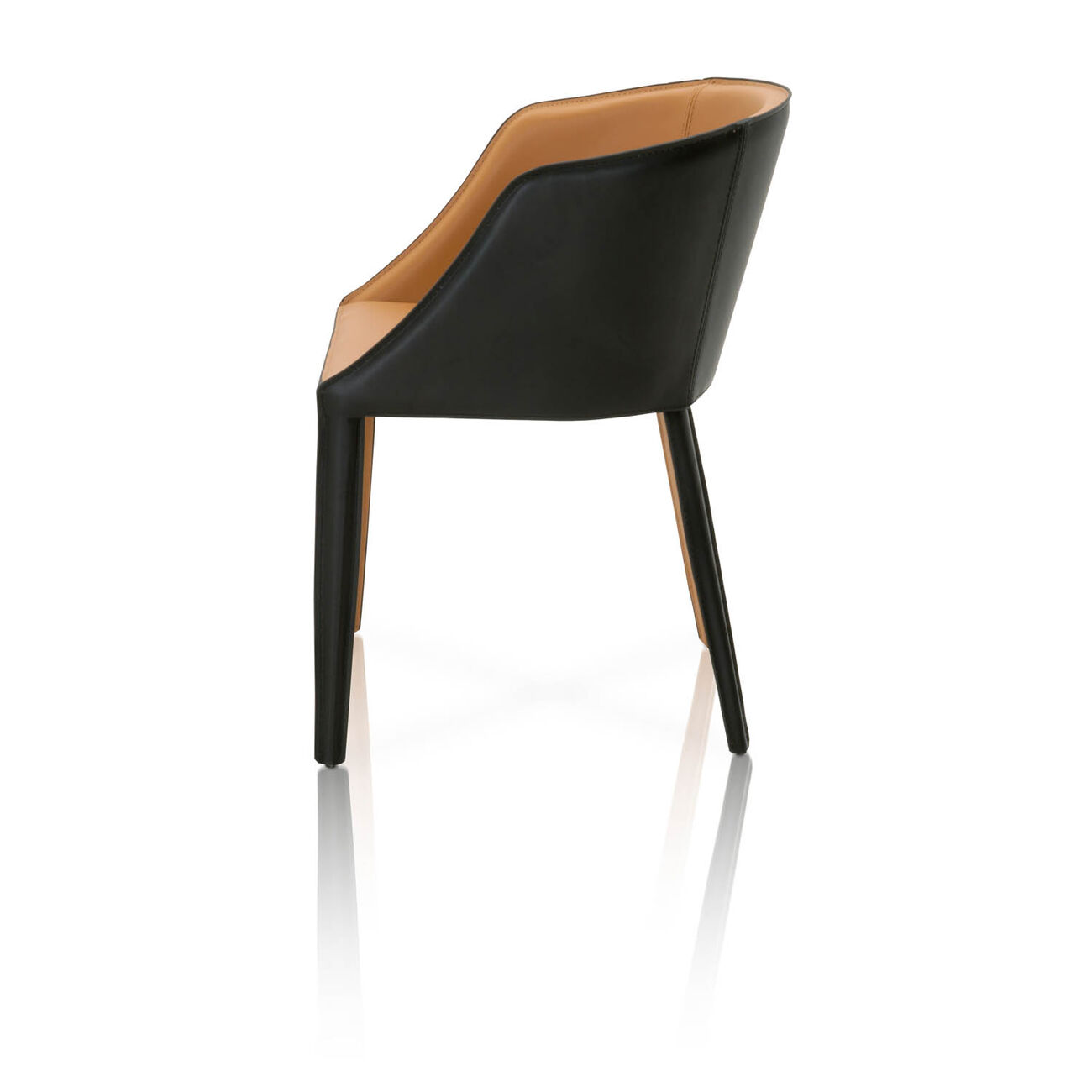 Dual-Tone Dining Chair With Curved Back Saddle Brown And Black