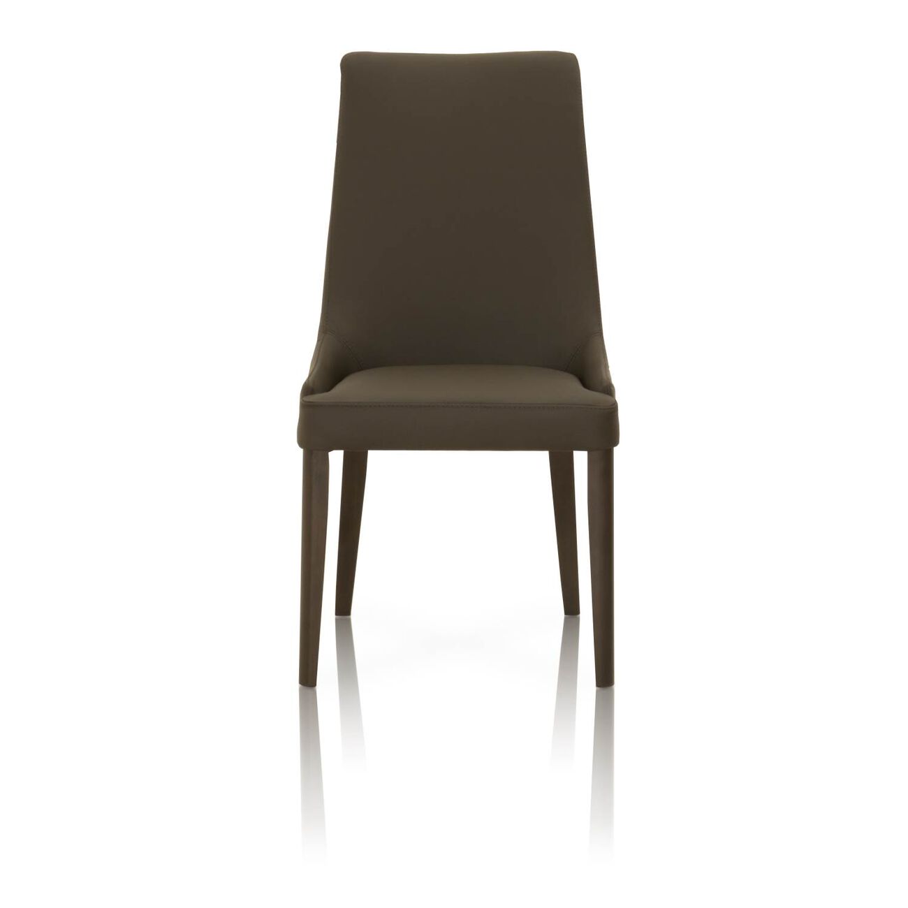 Leatherette Dining Chairs With Wooden Legs Set of 2 Dark Umber Brown