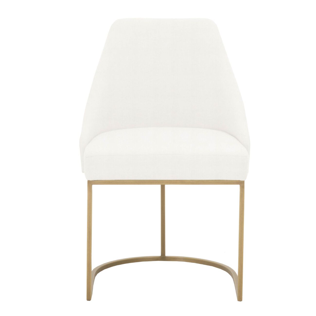 Velvet upholstered Dining Chair With Metal Feet, Gold And White, Set Of Two