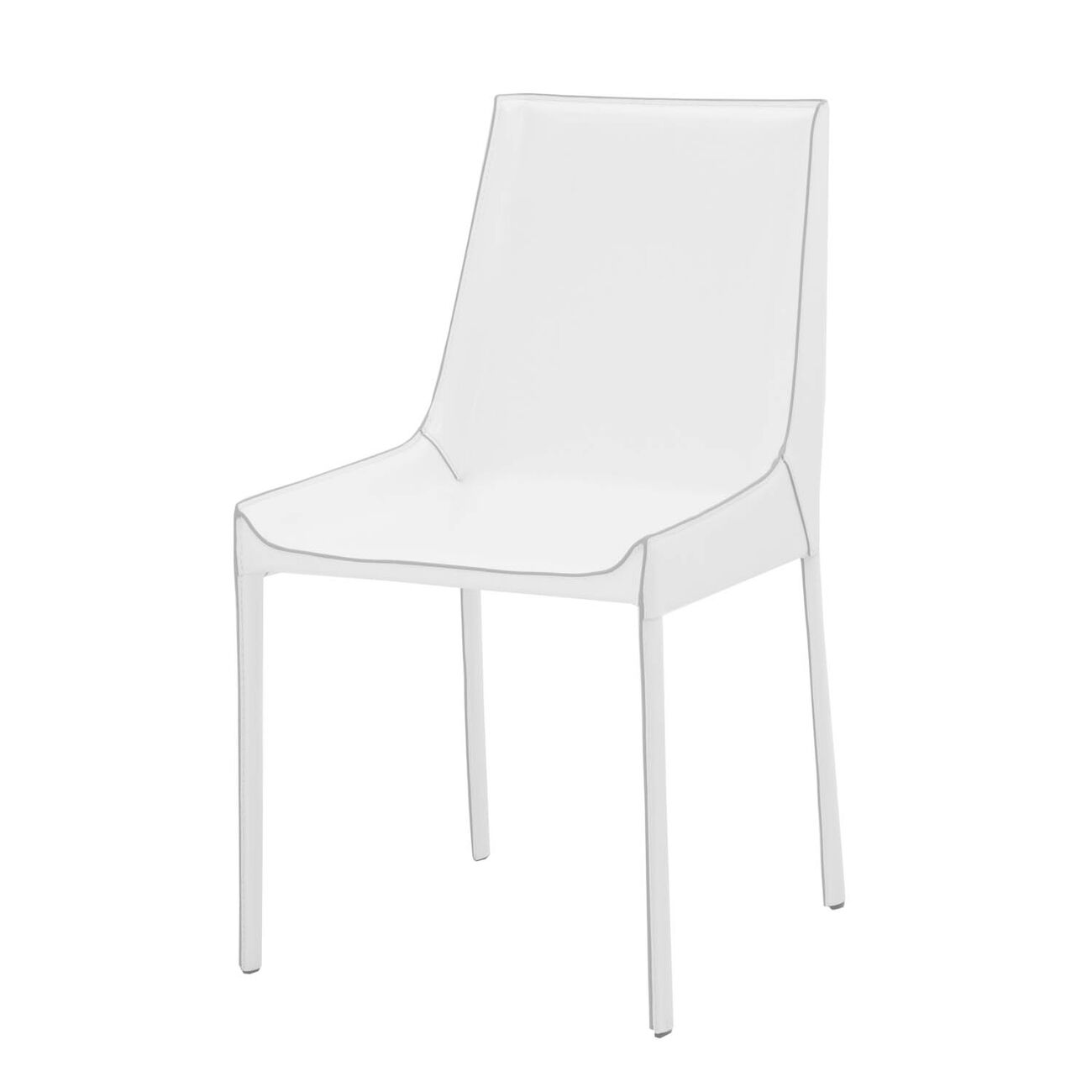 Bonded Leather Upholstery Dining Chair, White, Set Of Two